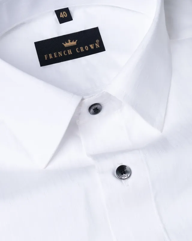Pearl White Dobby Textured Premium Giza Cotton Shirt made by French Crown