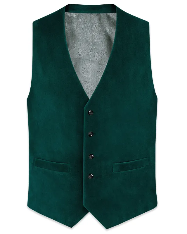 Lagoon-Teal Green Velvet Waistcoat made by French Crown