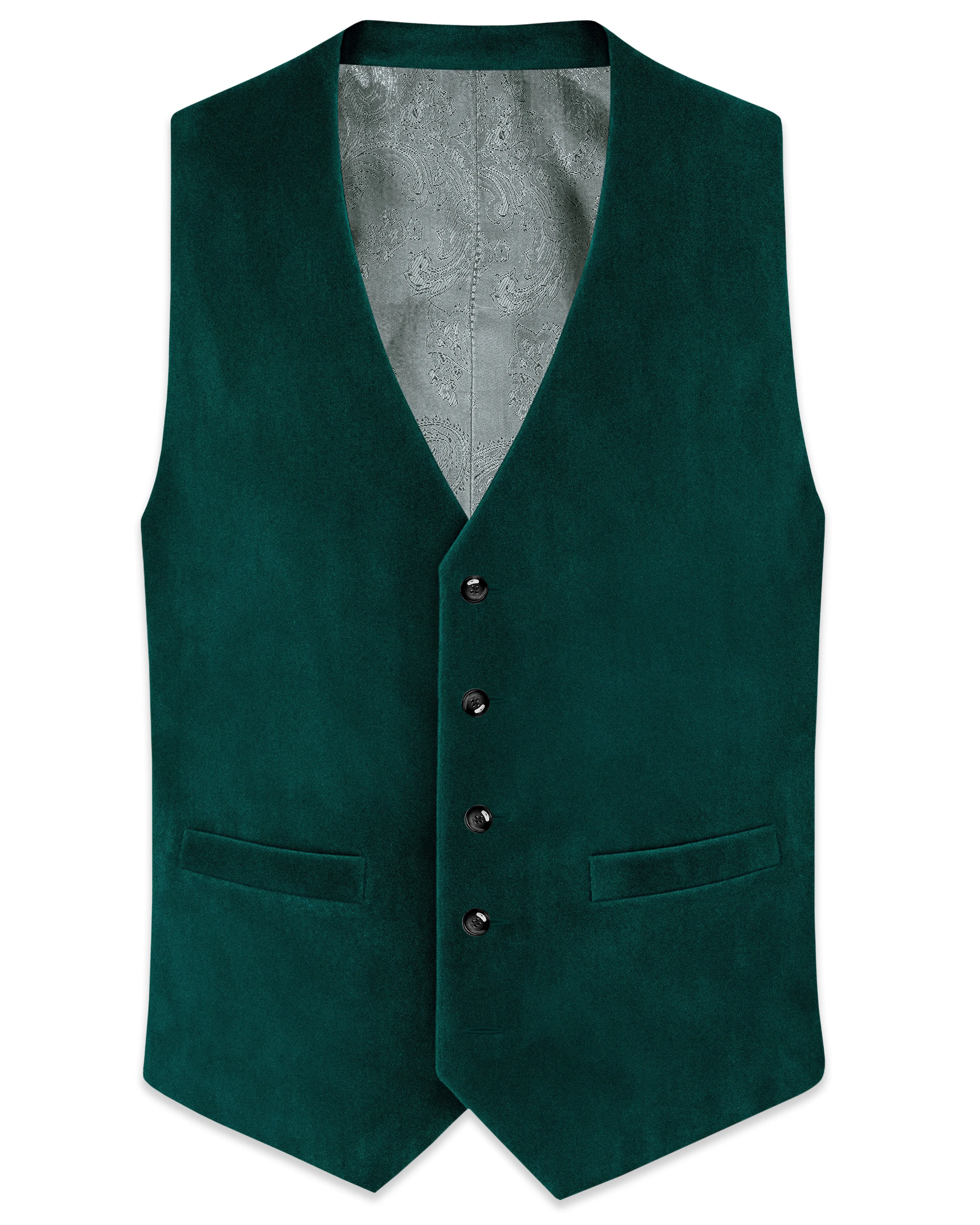 Lagoon-Teal Green Velvet Waistcoat sold by French Crown