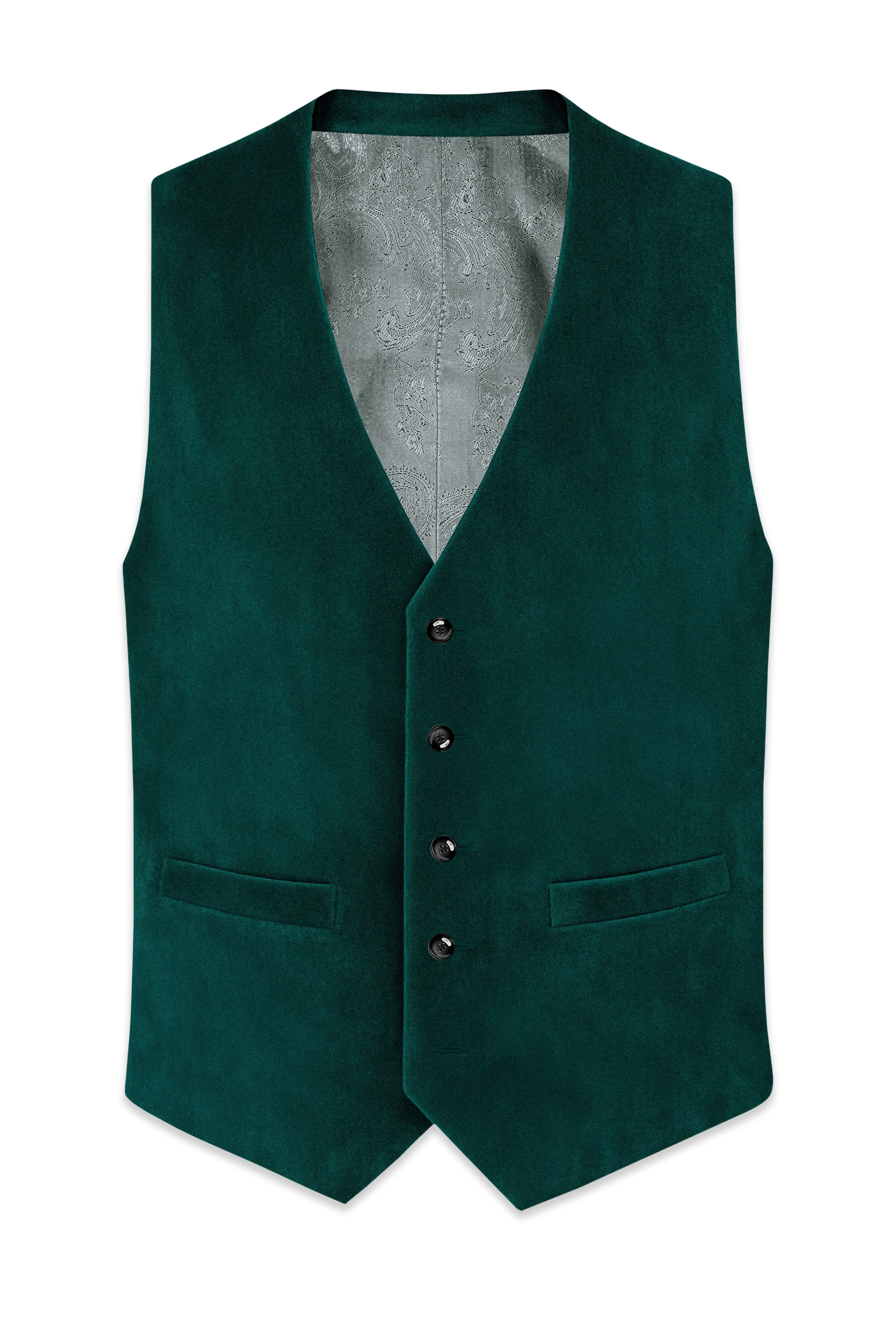 Lagoon-Teal Green Velvet Waistcoat sold by French Crown product image thumbnail 2