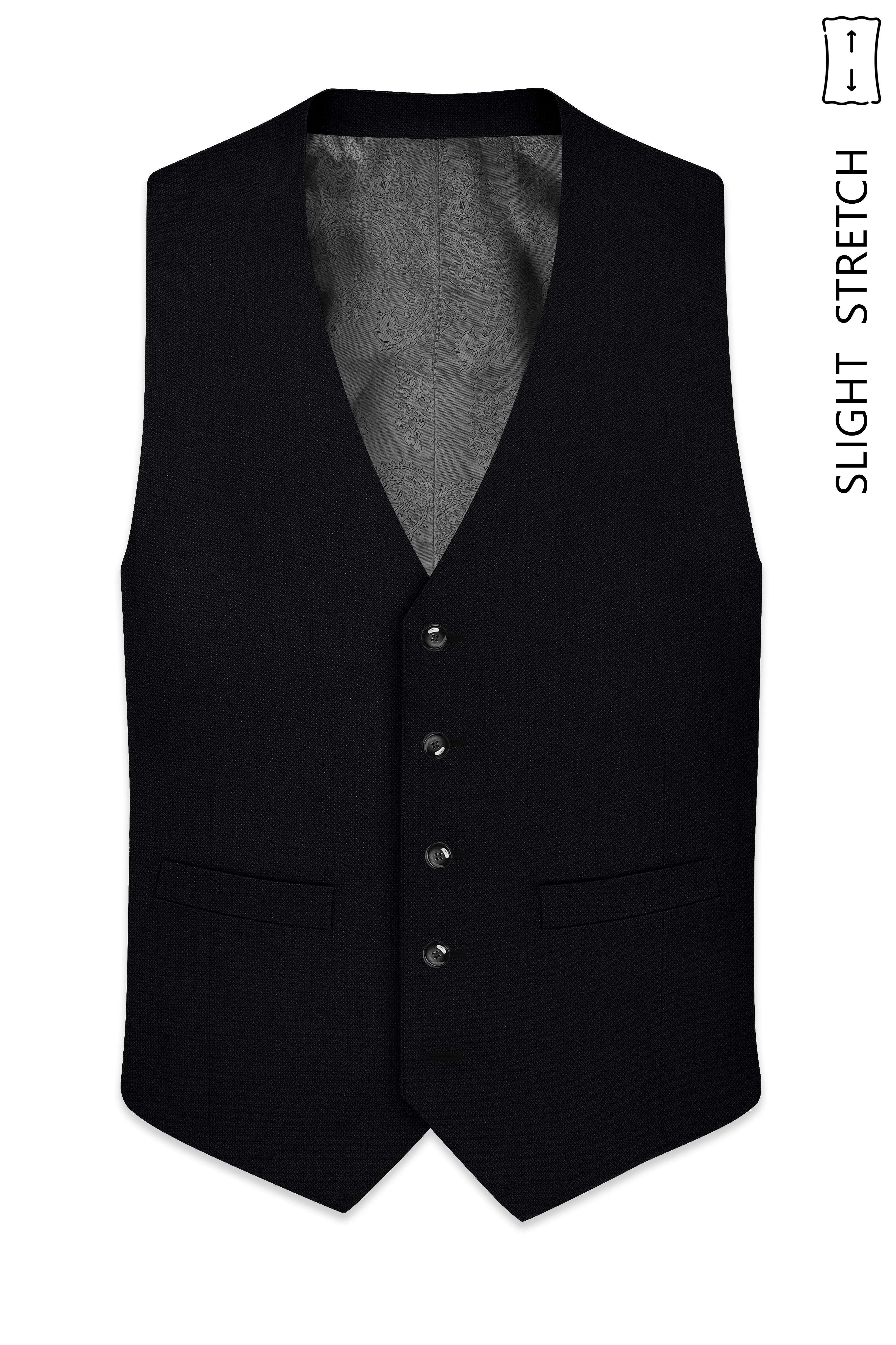 Regal-Jade Black Diamond Textured Wool Rich Slight Stretch Waistcoat sold by French Crown product image thumbnail 2