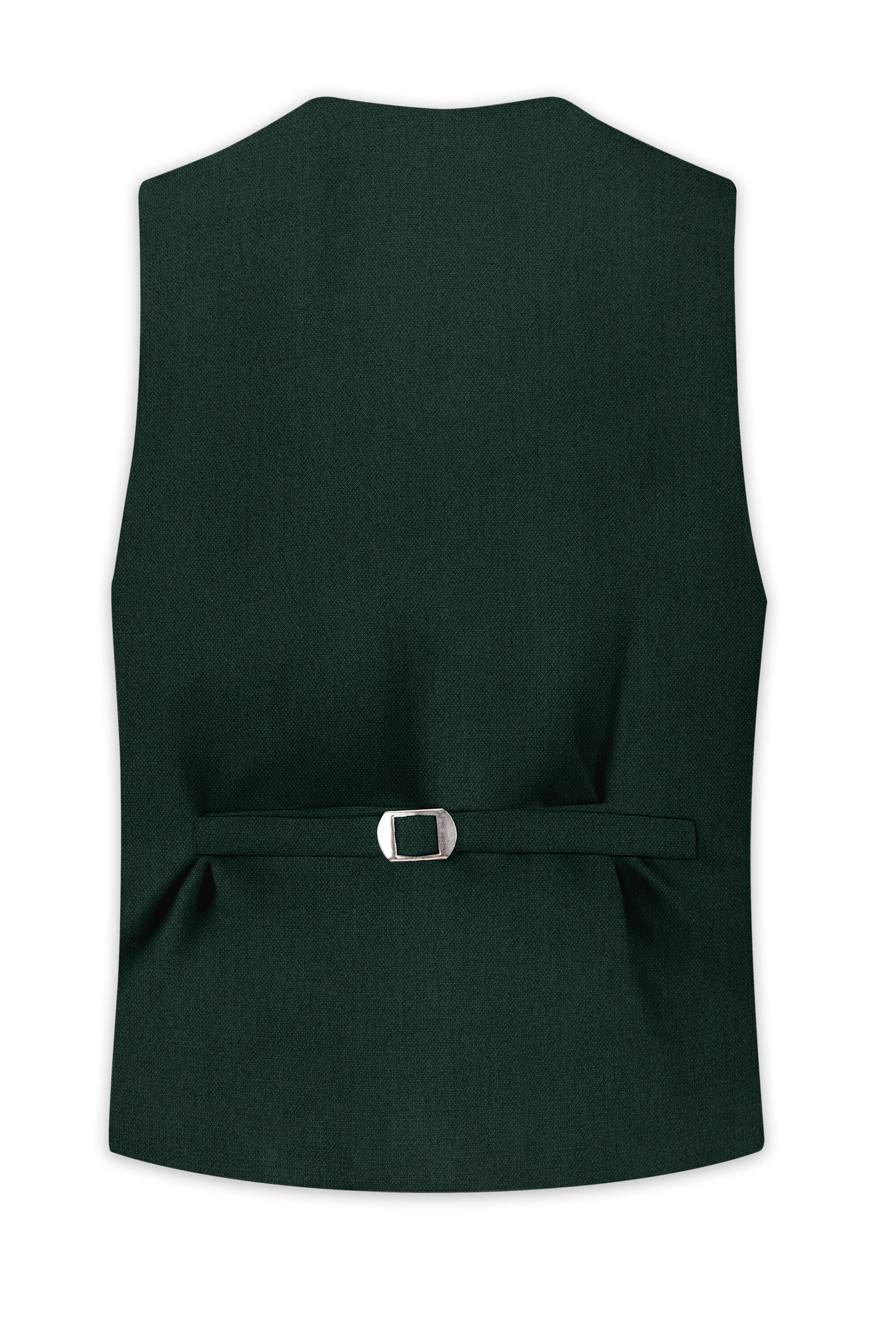 Noble-Phthalo Green Diamond Textured Wool Rich Slight Stretch Waistcoat sold by French Crown product image thumbnail 4