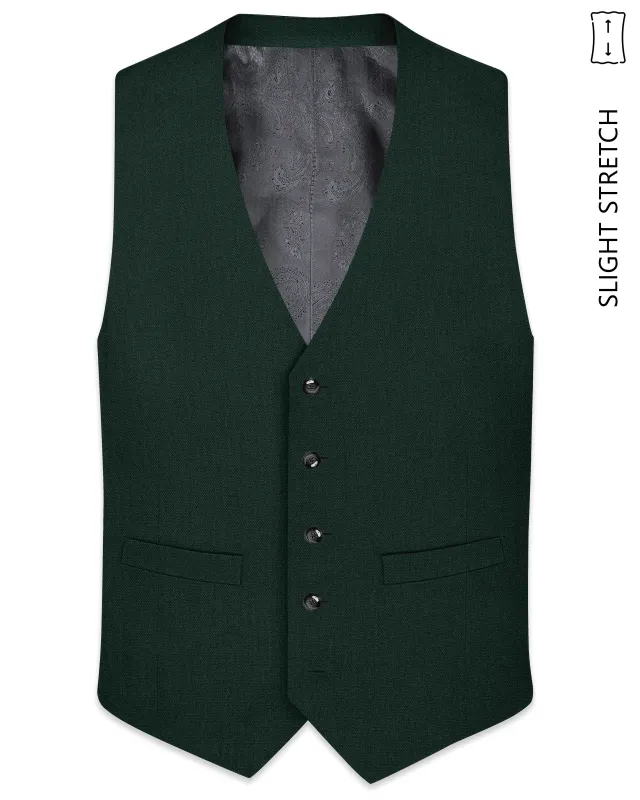 Noble-Phthalo Green Diamond Textured Wool Rich Slight Stretch Waistcoat made by French Crown