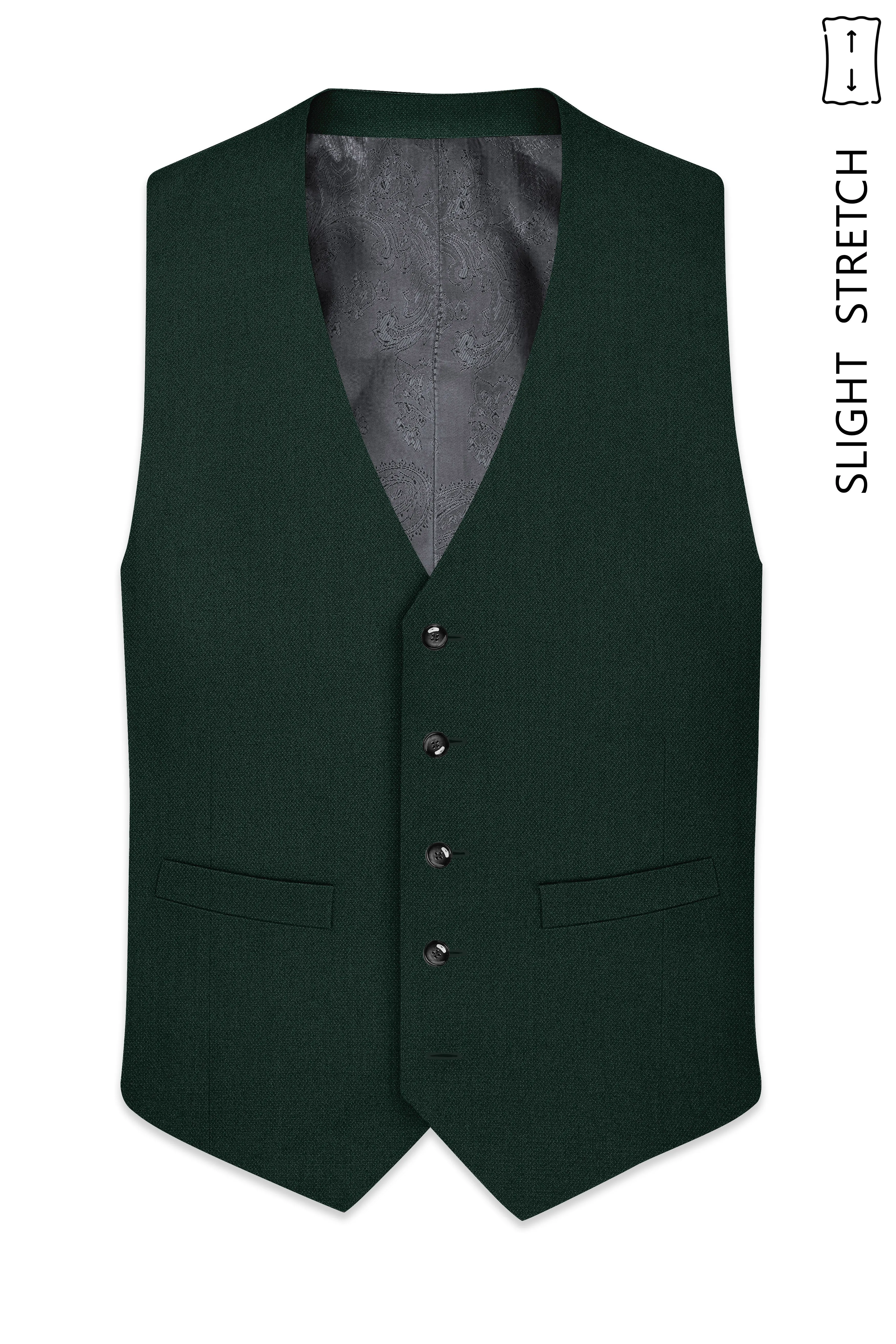 Noble-Phthalo Green Diamond Textured Wool Rich Slight Stretch Waistcoat sold by French Crown product image thumbnail 2