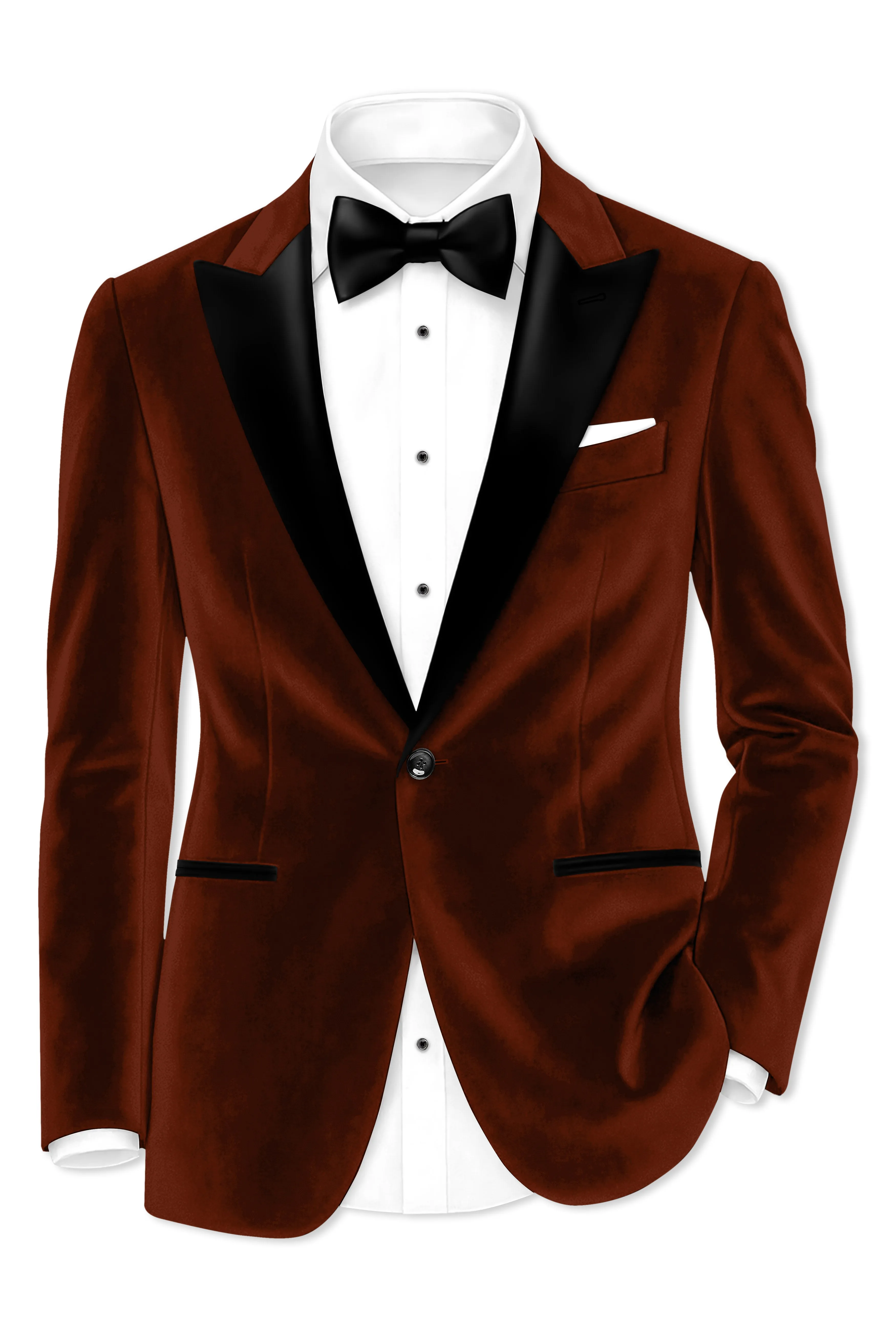 Eldor-Van Cleef Brown Velvet Peak Lapel Tuxedo Blazer sold by French Crown product image thumbnail 2
