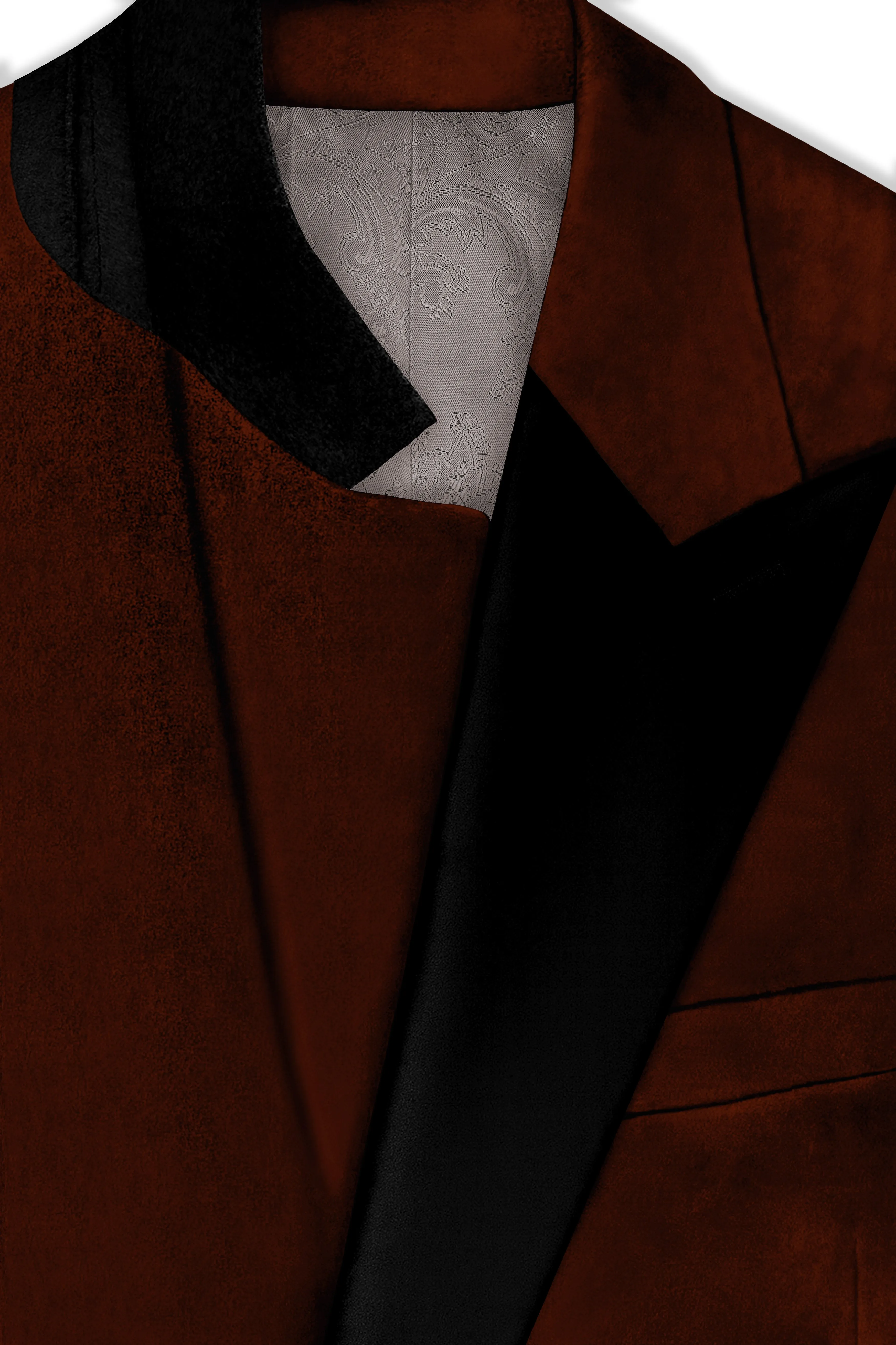 Eldor-Van Cleef Brown Velvet Peak Lapel Tuxedo Blazer sold by French Crown product image thumbnail 4