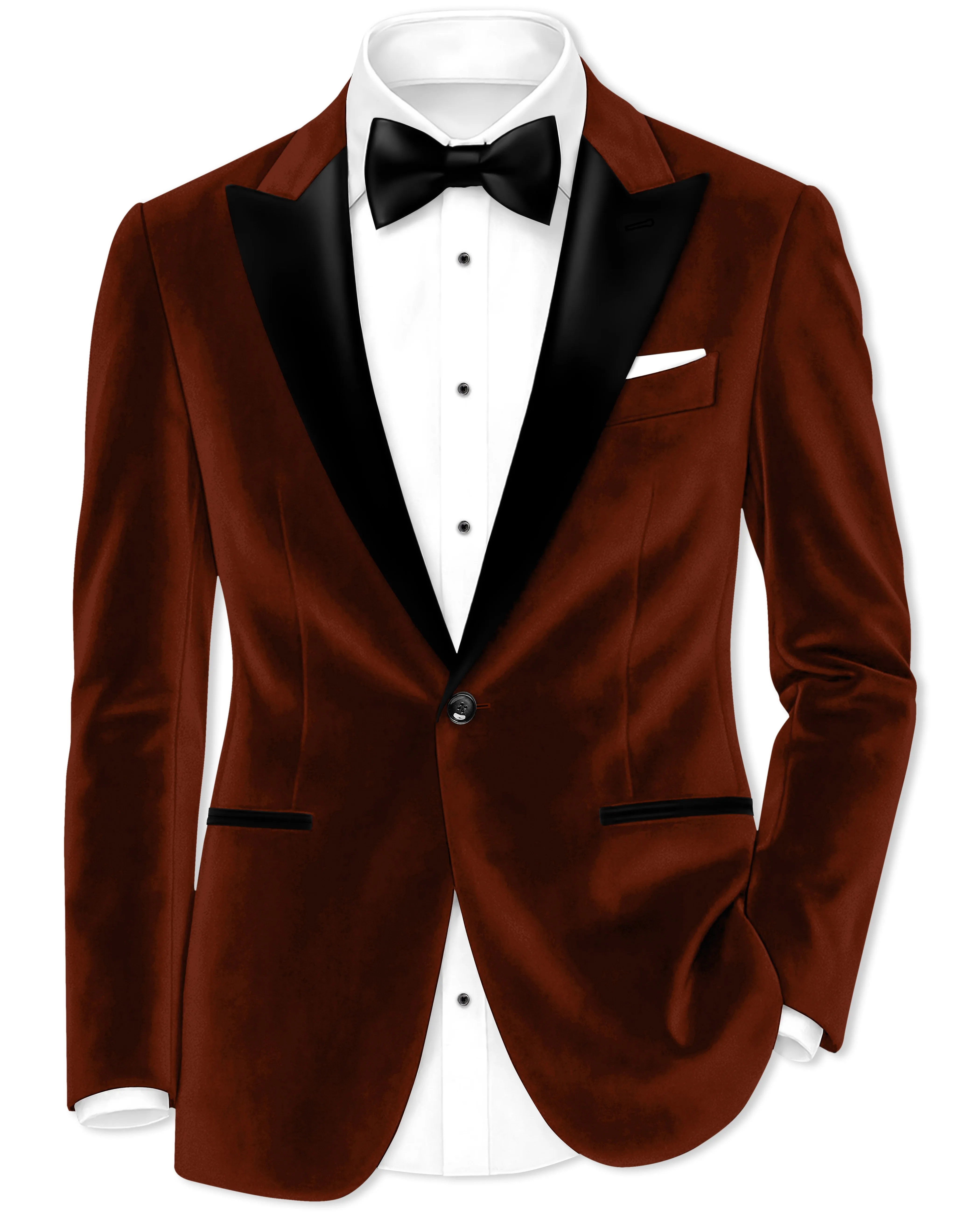 Eldor-Van Cleef Brown Velvet Peak Lapel Tuxedo Blazer sold by French Crown