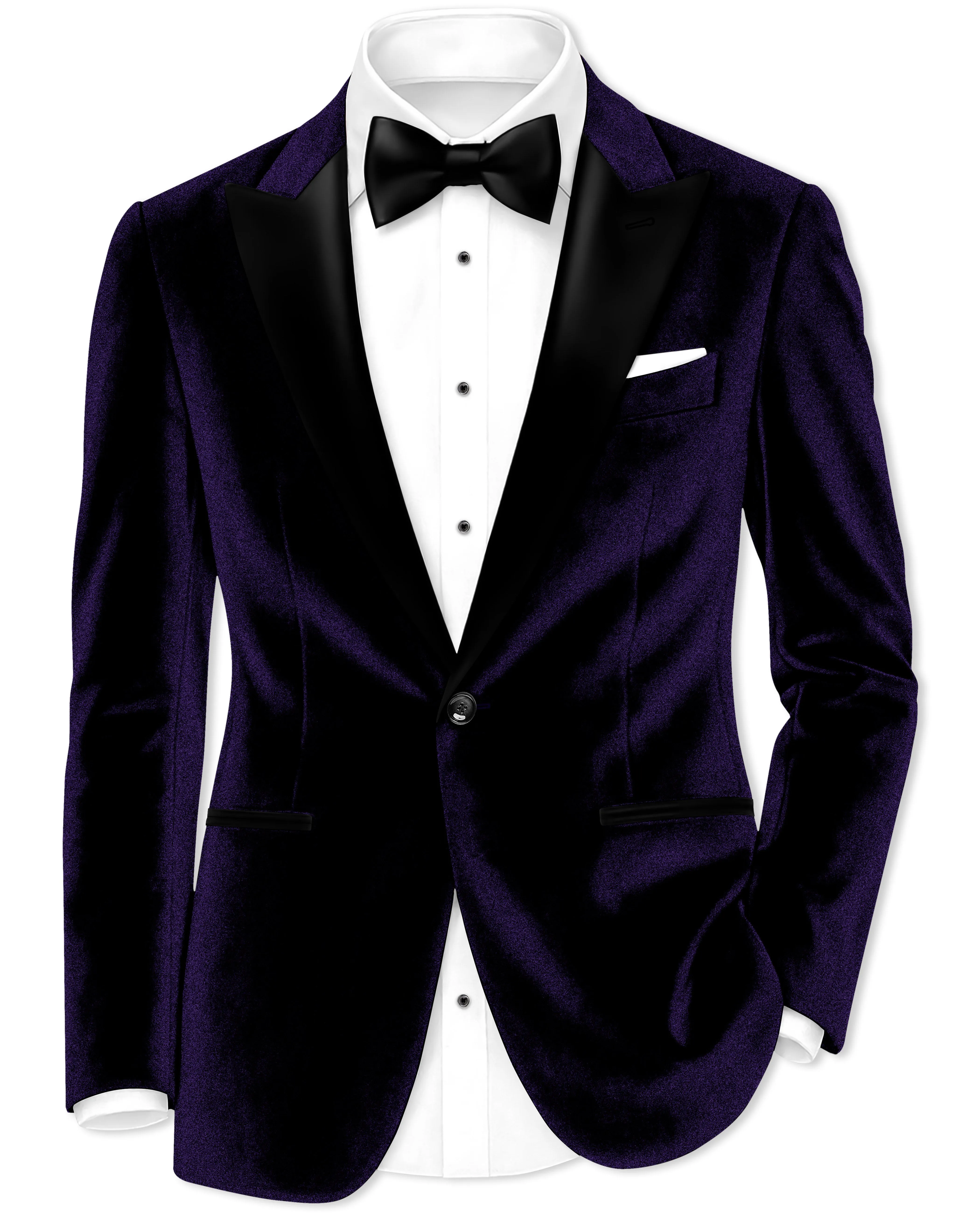 Virelle-Russian Purple Velvet Peak Lapel Tuxedo Blazer sold by French Crown