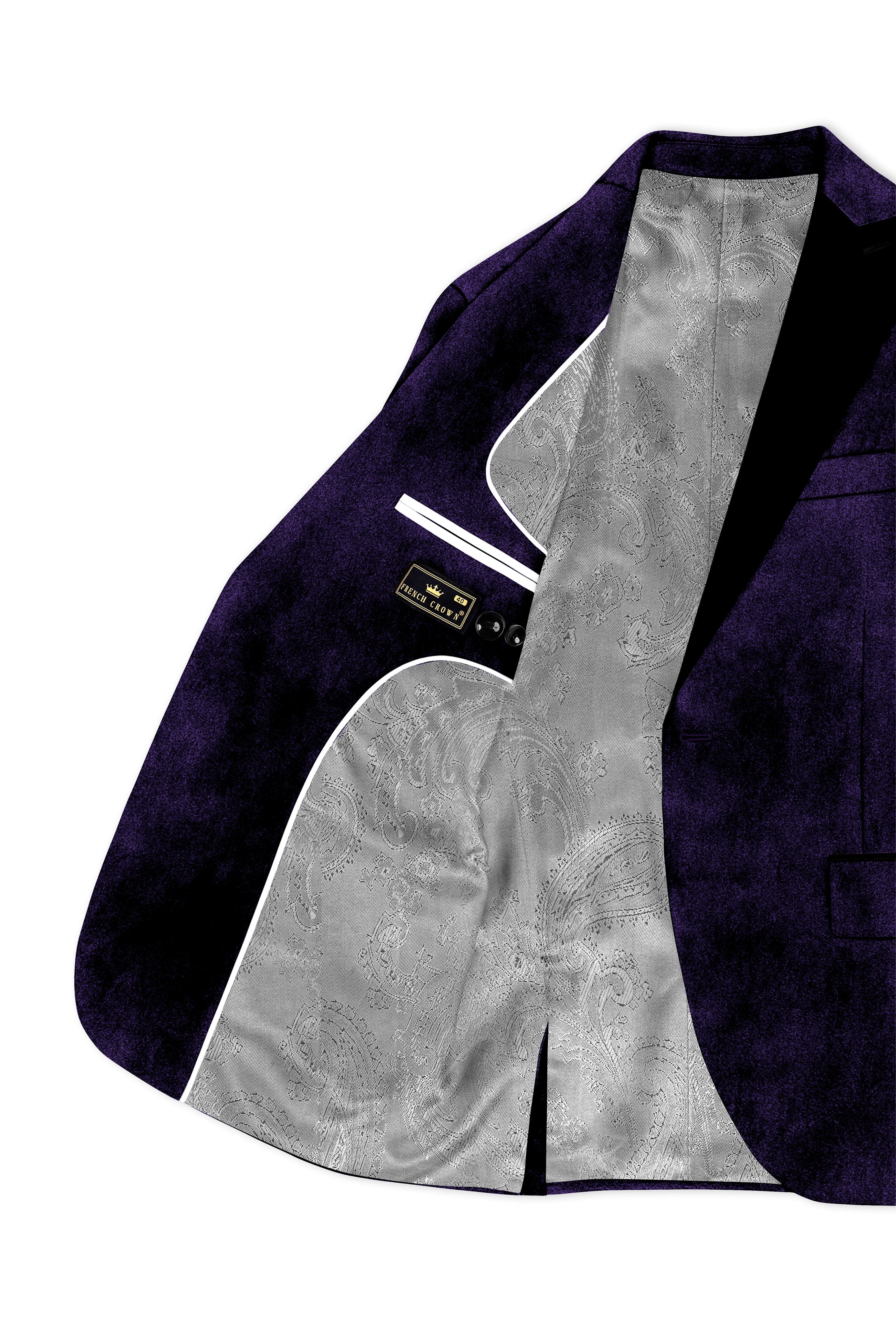 Virelle-Russian Purple Velvet Peak Lapel Tuxedo Blazer sold by French Crown product image thumbnail 5