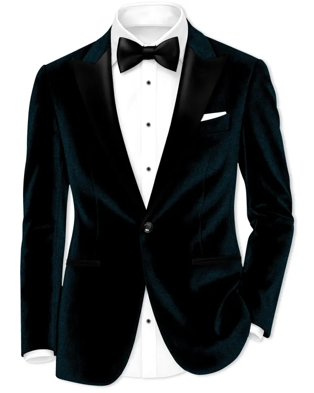 Rogue-Jaguar Blue Velvet Peak Lapel Tuxedo Blazer made by French Crown