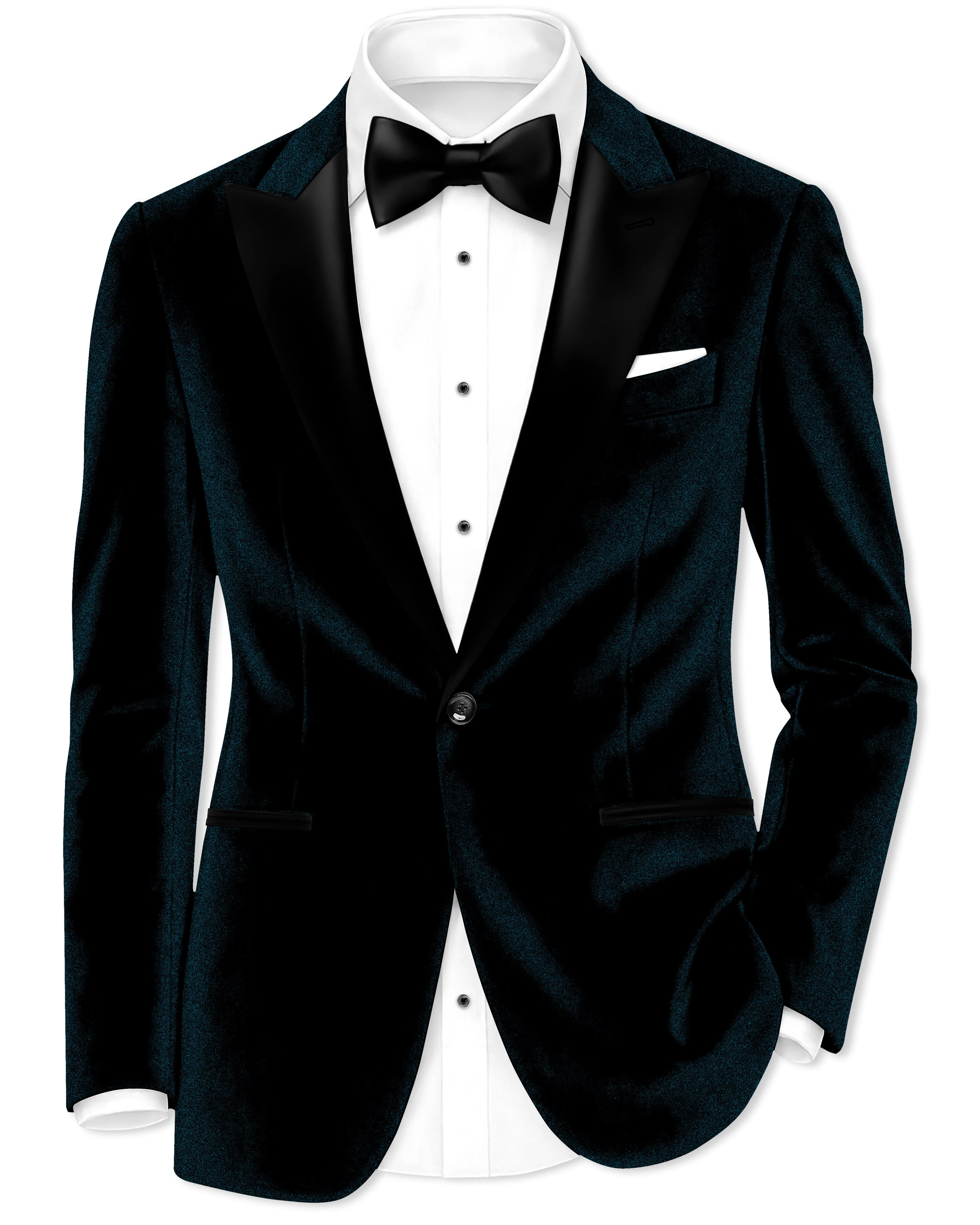 Rogue-Jaguar Blue Velvet Peak Lapel Tuxedo Blazer sold by French Crown