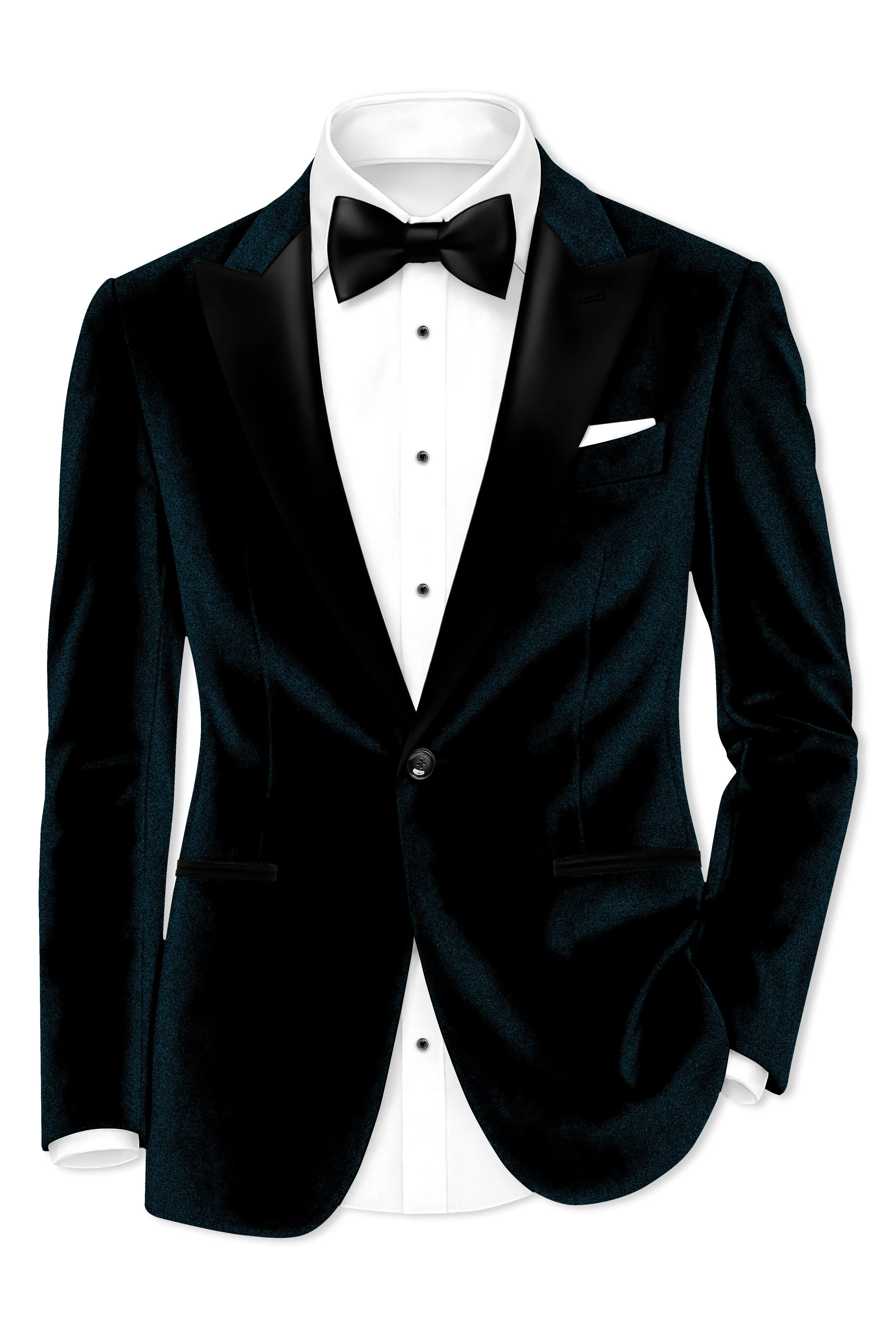Rogue-Jaguar Blue Velvet Peak Lapel Tuxedo Blazer sold by French Crown product image thumbnail 2
