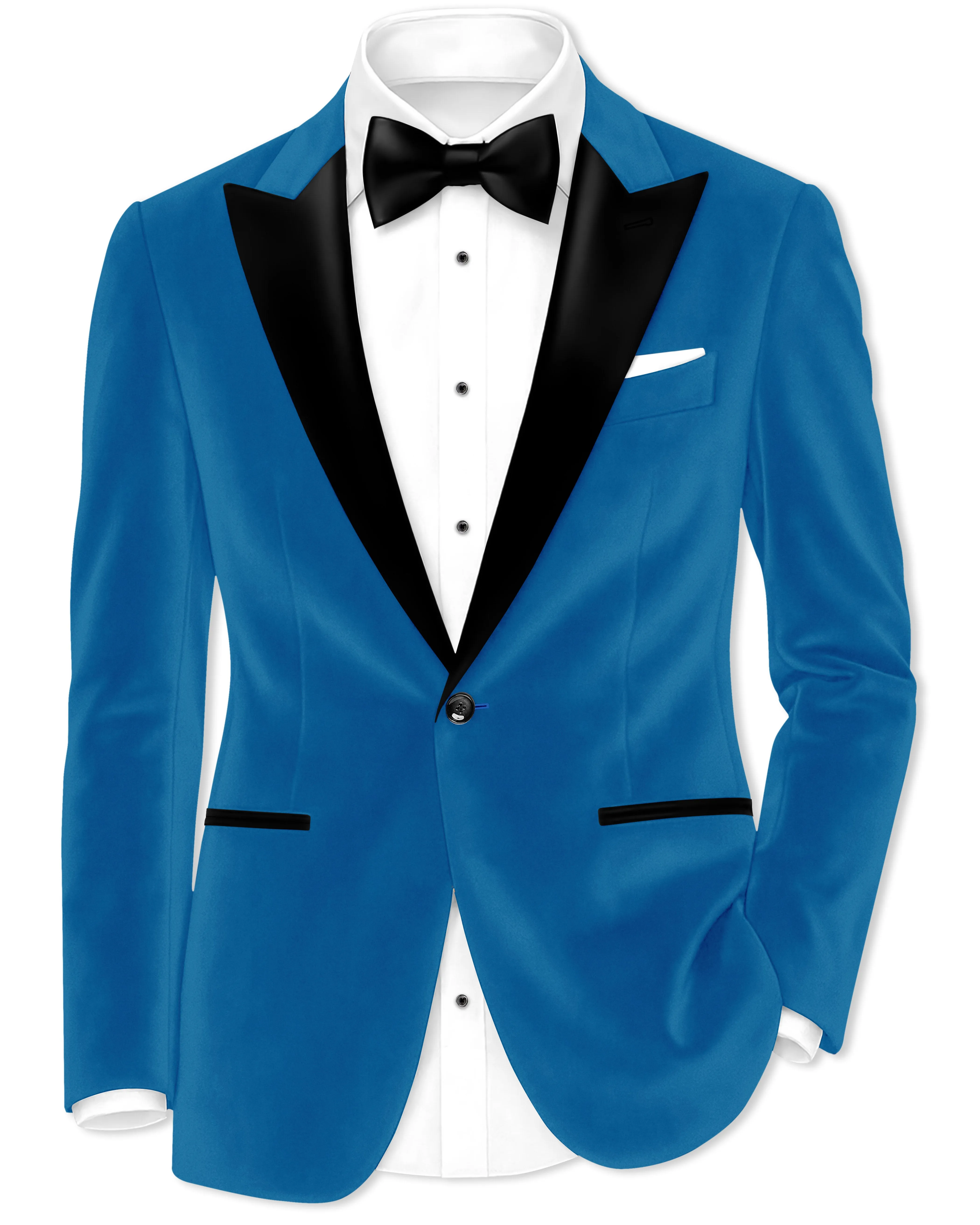 Orvian-Venice Blue Velvet Peak Lapel Tuxedo Blazer sold by French Crown