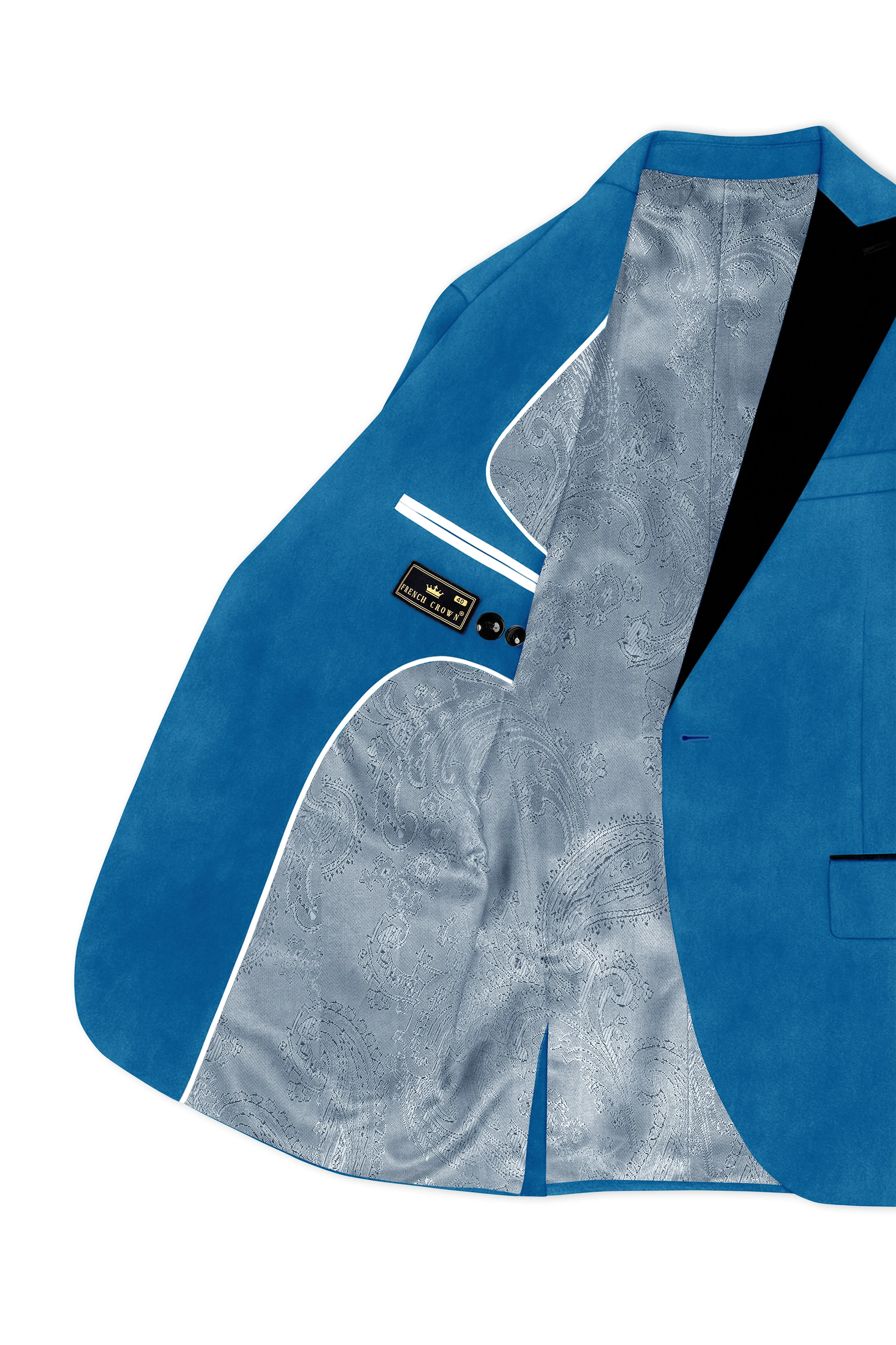 Orvian-Venice Blue Velvet Peak Lapel Tuxedo Blazer sold by French Crown product image thumbnail 5