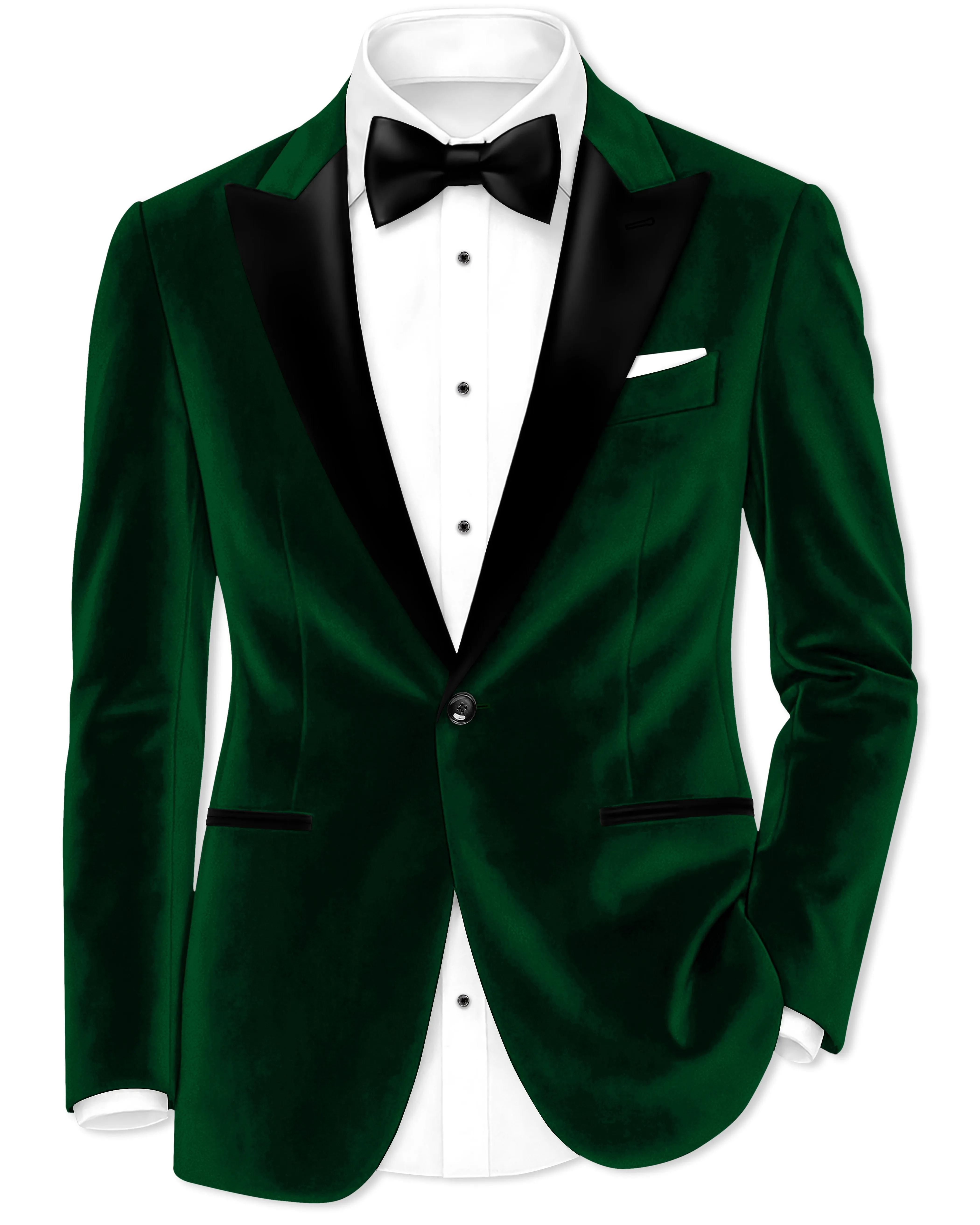Aurel-Burnham Green Velvet Peak Lapel Tuxedo Blazer sold by French Crown