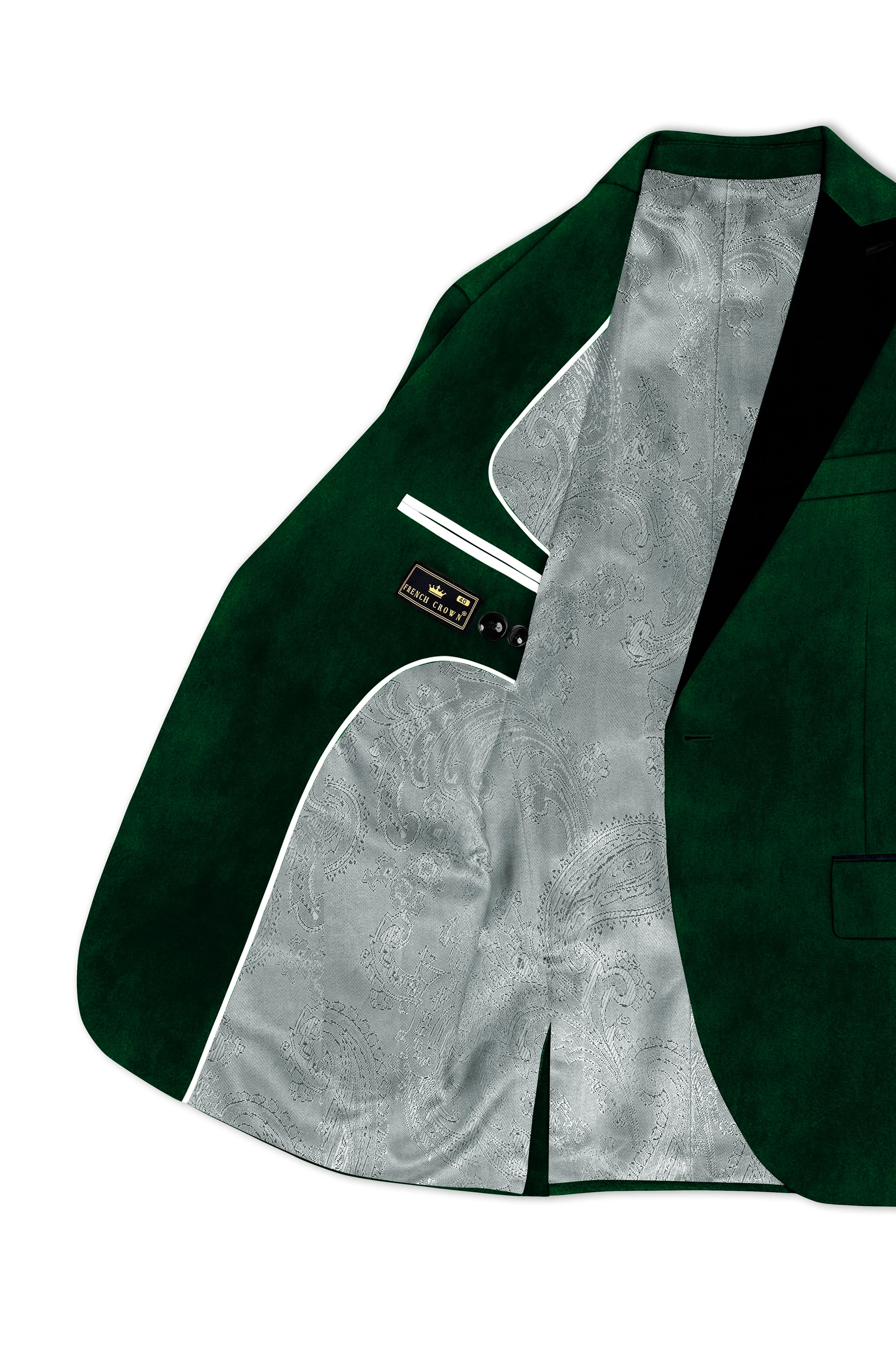 Aurel-Burnham Green Velvet Peak Lapel Tuxedo Blazer sold by French Crown product image thumbnail 5