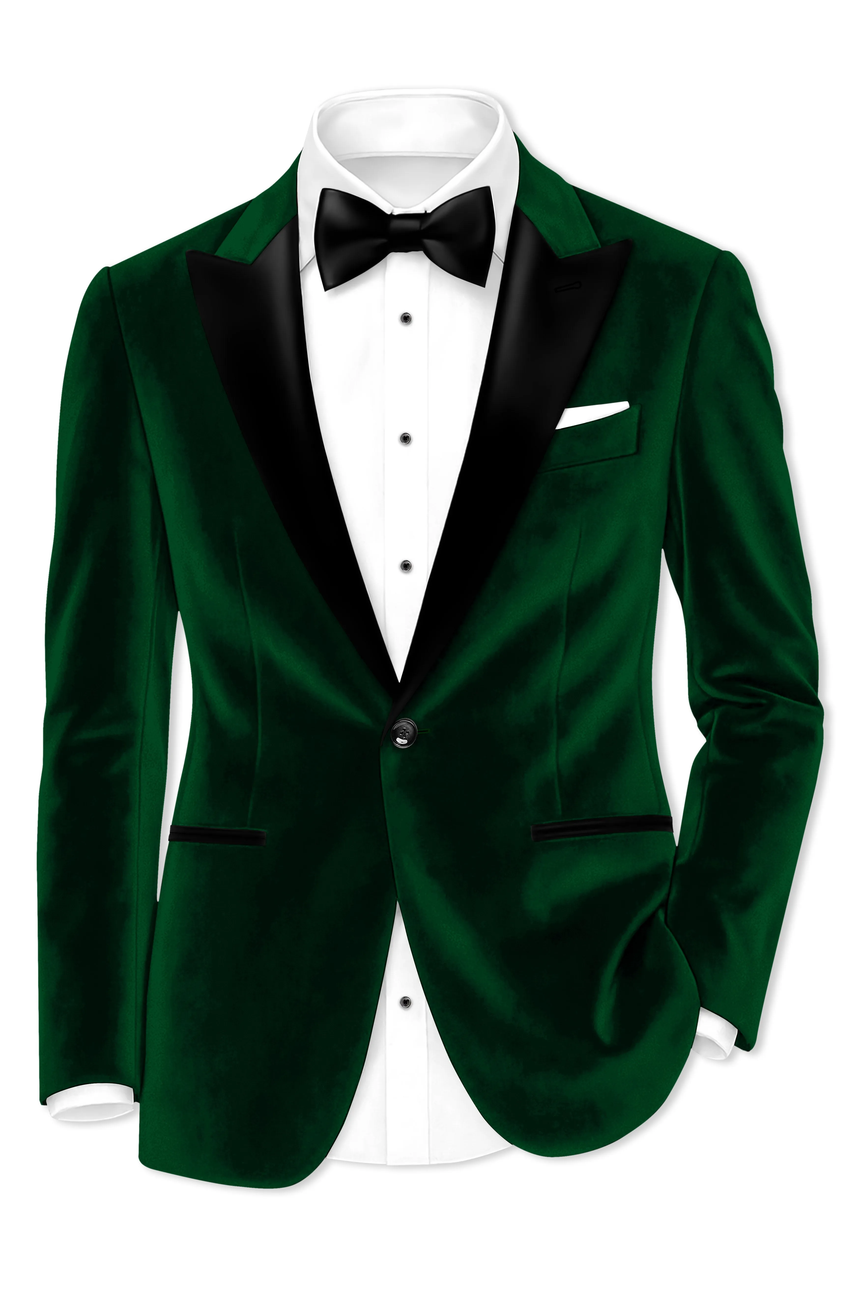 Aurel-Burnham Green Velvet Peak Lapel Tuxedo Blazer sold by French Crown product image thumbnail 2