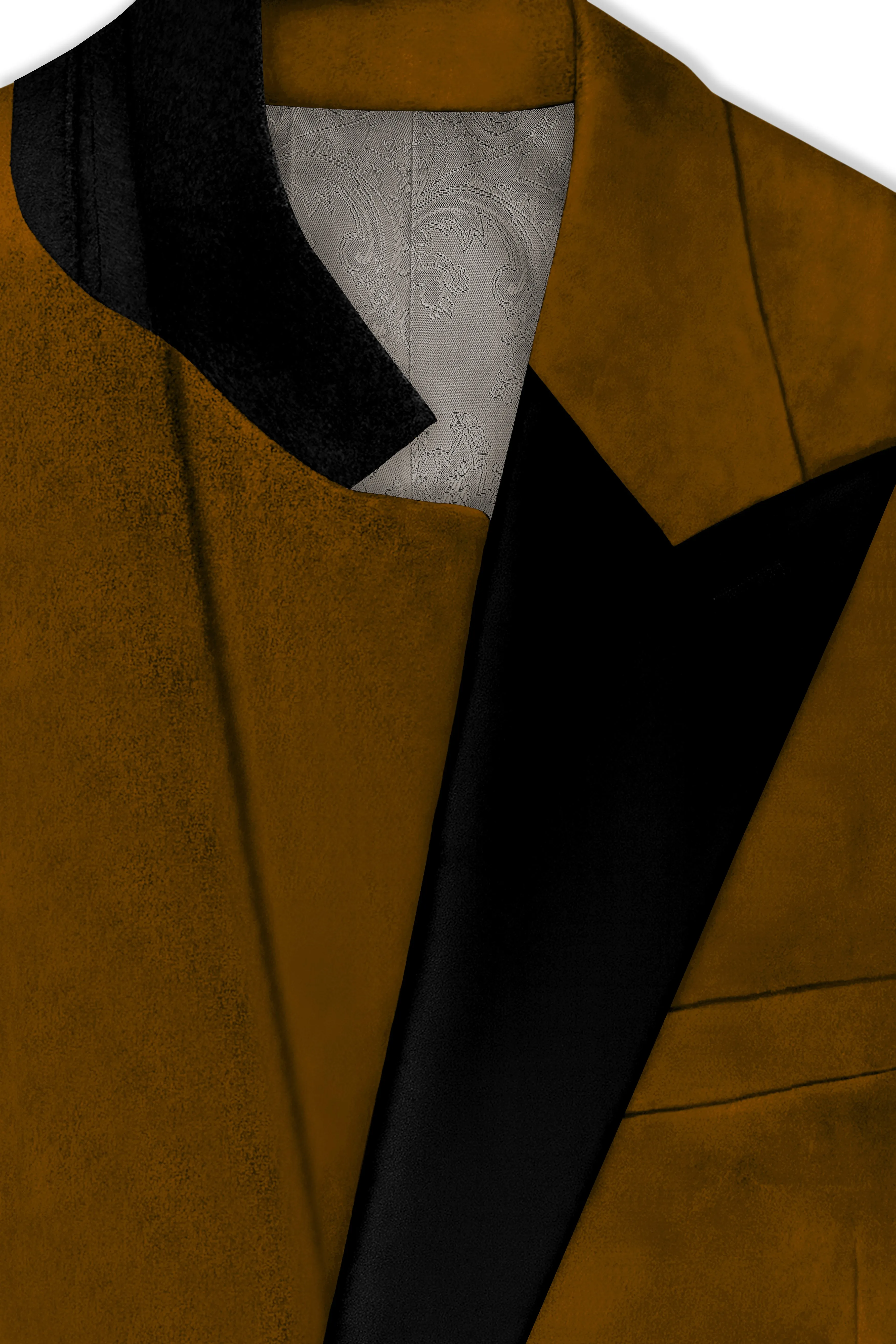 Cavaro-Saddle Brown Velvet Peak Lapel Tuxedo Blazer sold by French Crown product image thumbnail 4