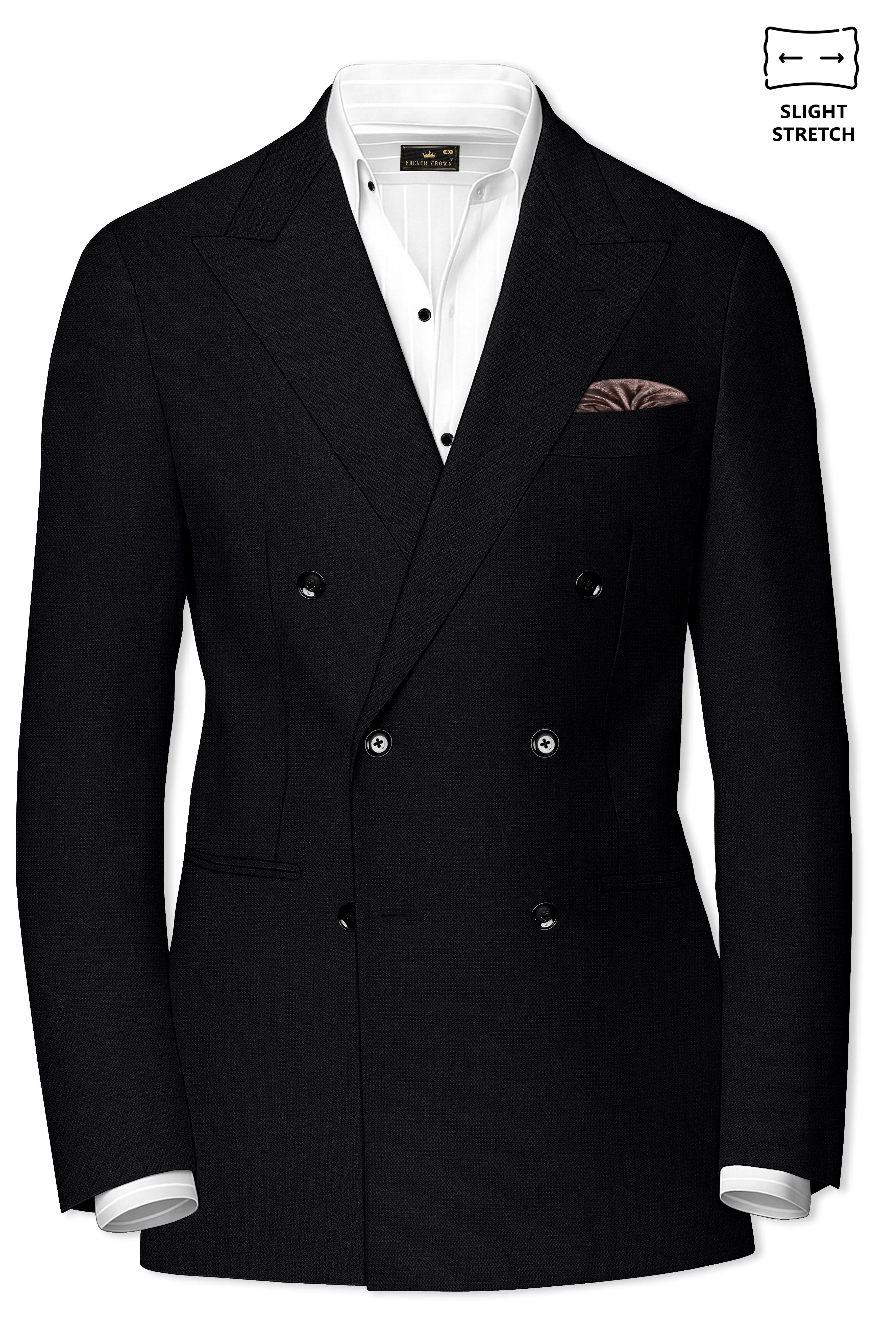 Regal-Jade Black Diamond Textured Wool Rich Slight Stretch Double Breasted Blazer sold by French Crown product image thumbnail 2