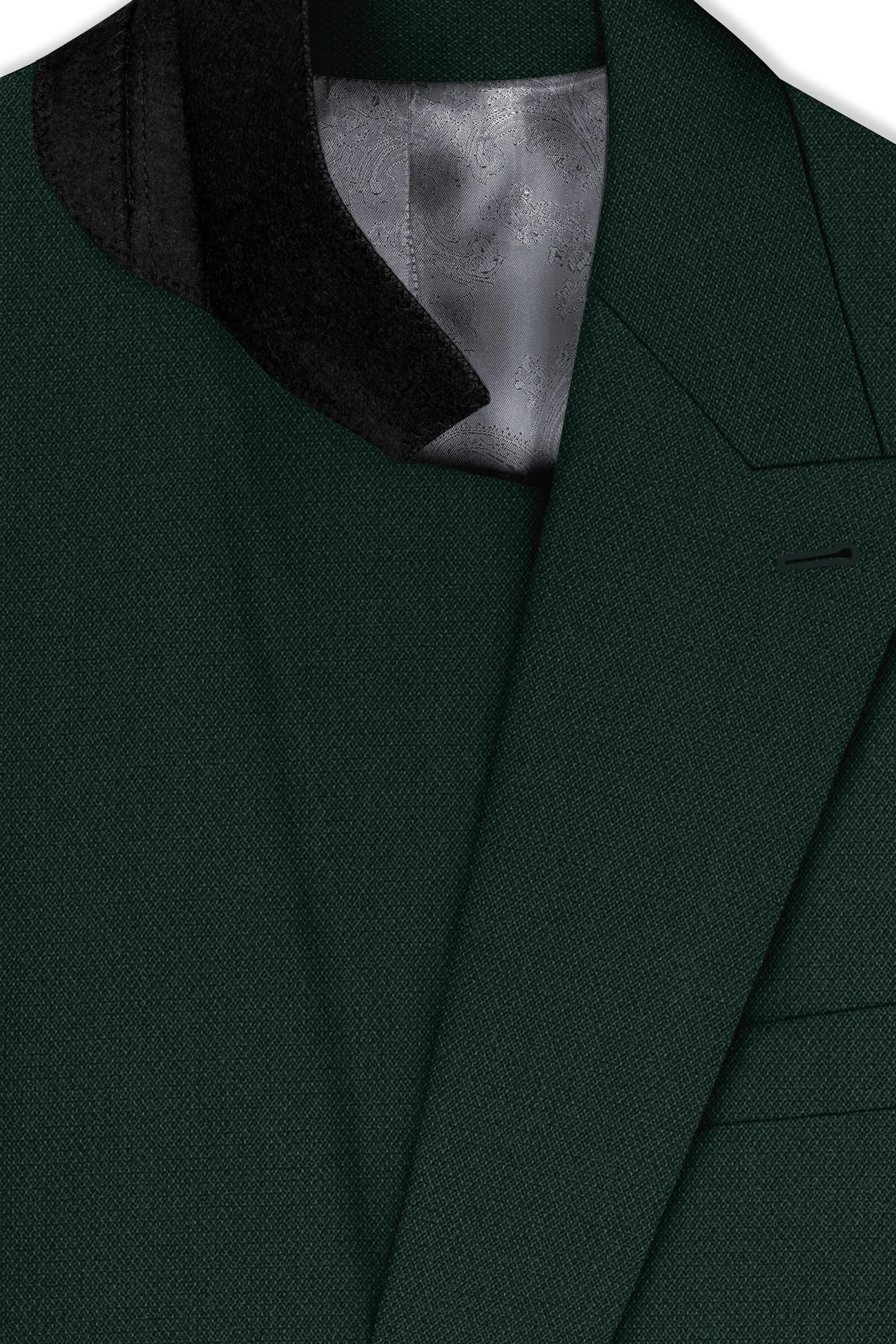 Noble-Phthalo Green Diamond Textured Wool Rich Slight Stretch Double Breasted Blazer sold by French Crown product image thumbnail 4
