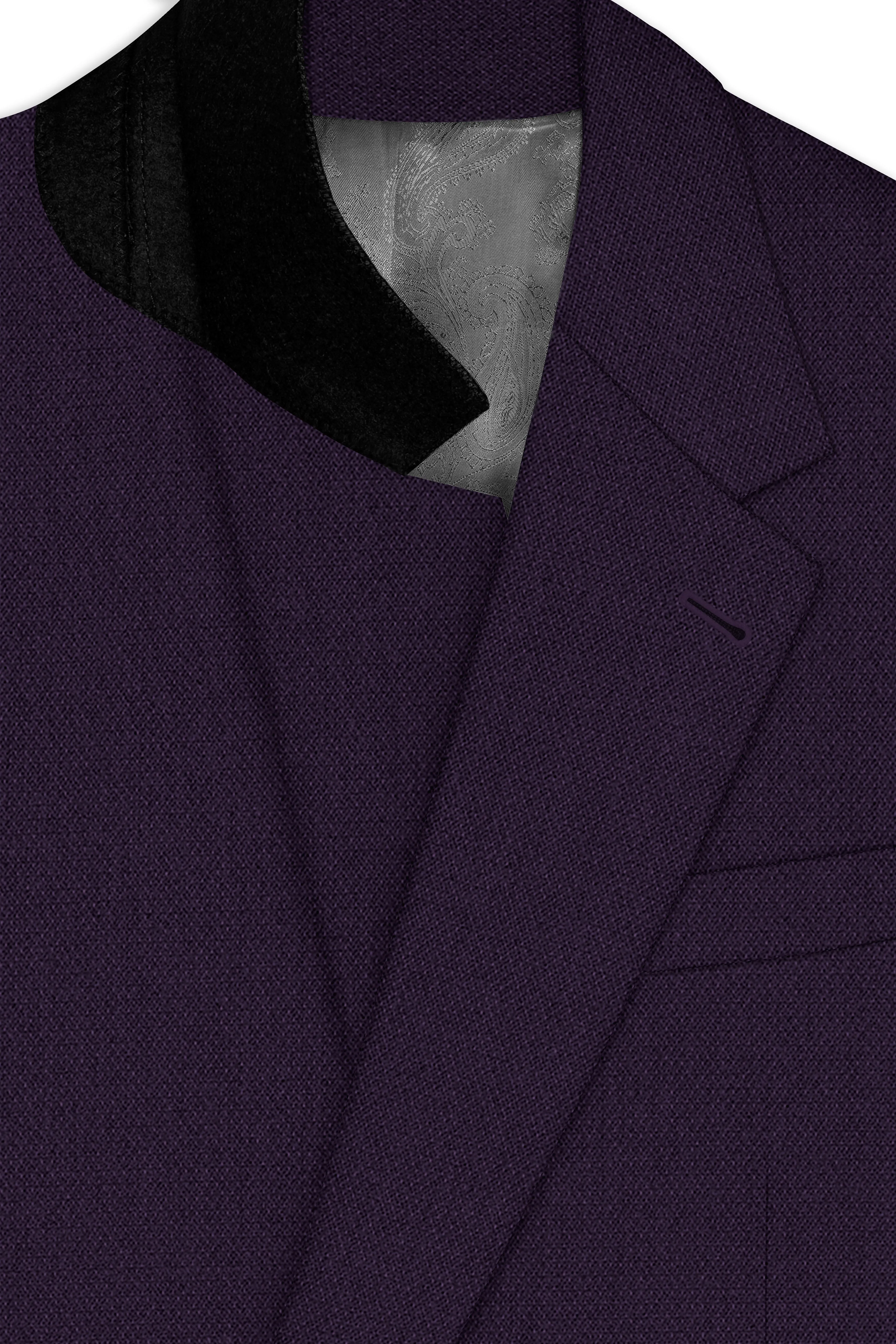 Opulent-Bastille Purple Diamond Textured Wool Rich Slight Stretch Single Breasted Blazer sold by French Crown product image thumbnail 4