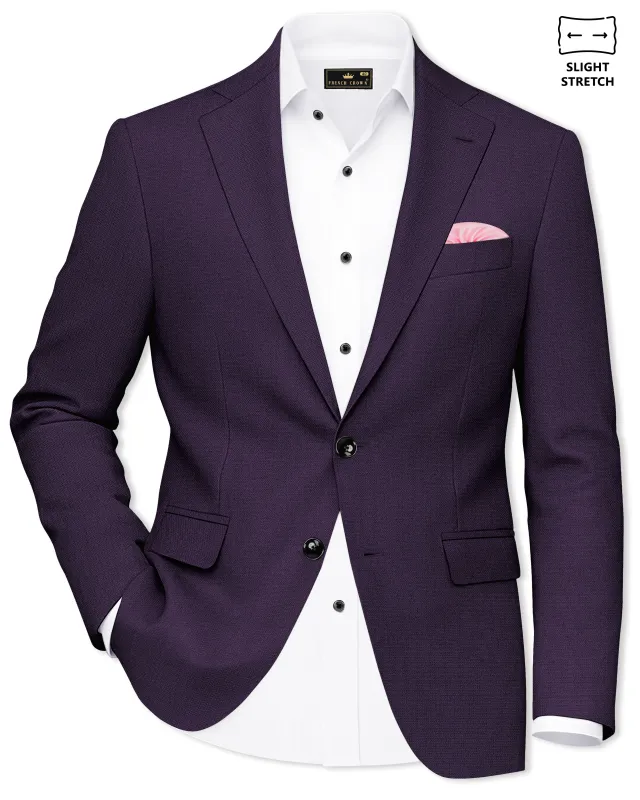 Opulent-Bastille Purple Diamond Textured Wool Rich Slight Stretch Single Breasted Blazer made by French Crown