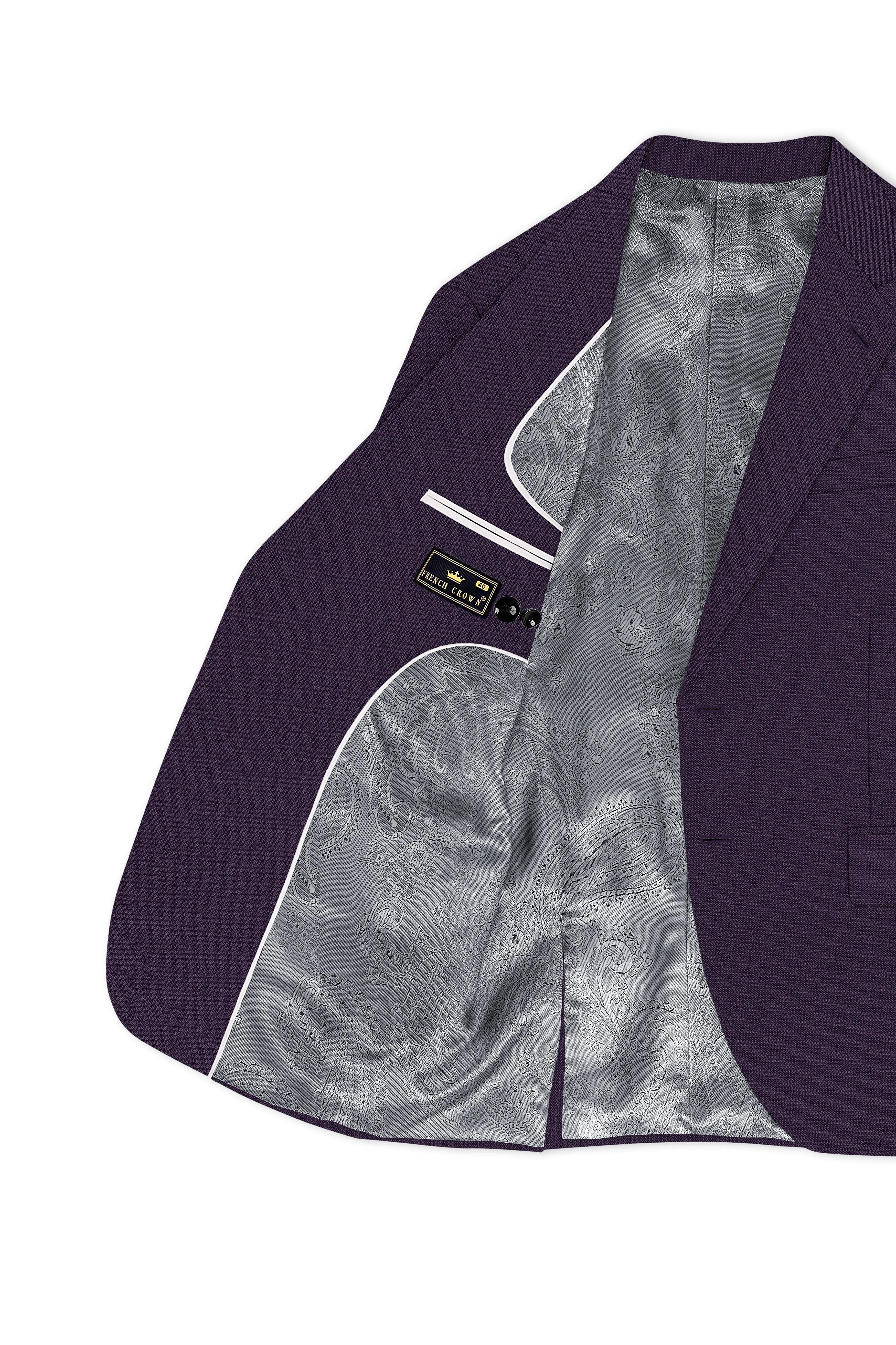 Opulent-Bastille Purple Diamond Textured Wool Rich Slight Stretch Single Breasted Blazer sold by French Crown product image thumbnail 5