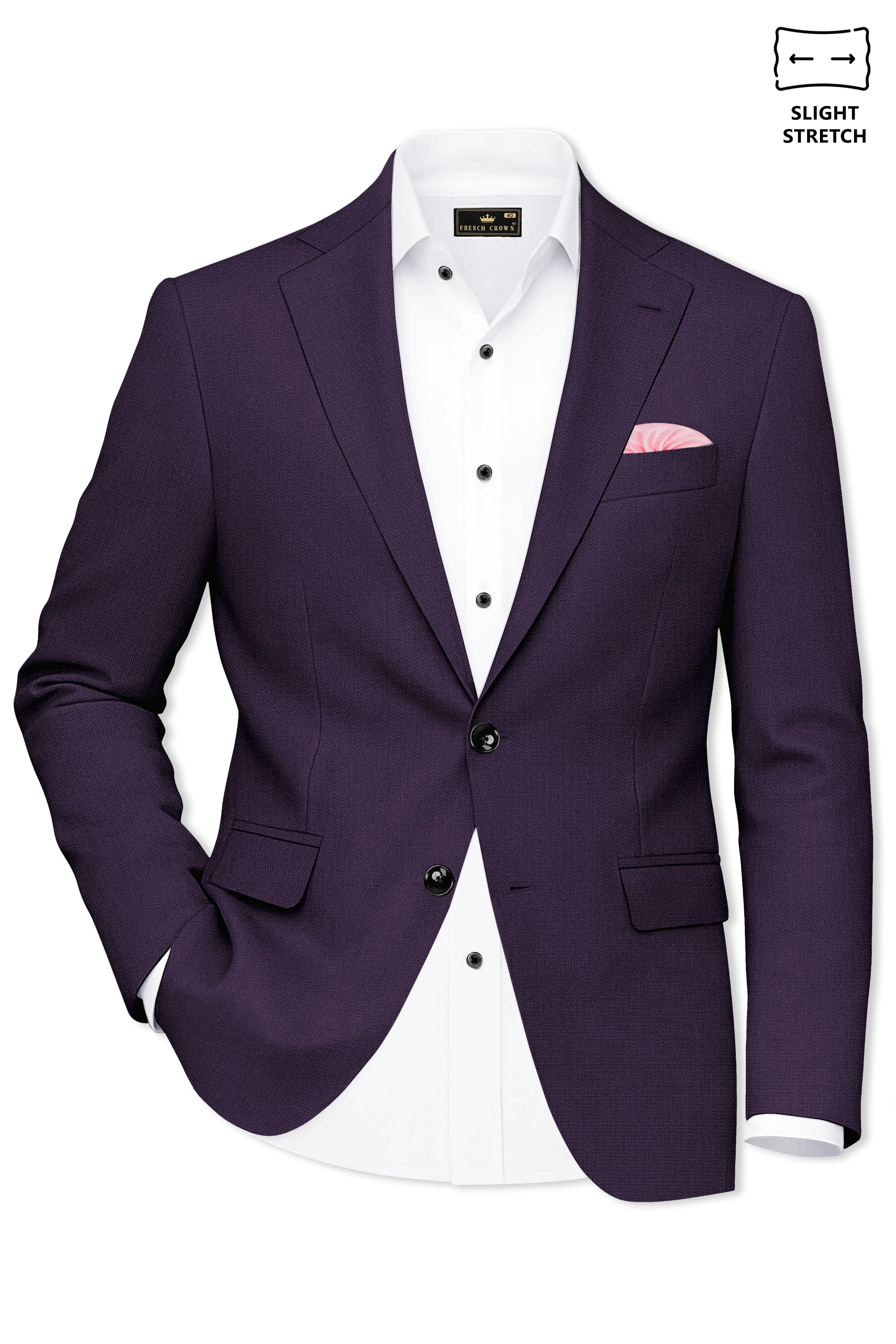 Opulent-Bastille Purple Diamond Textured Wool Rich Slight Stretch Single Breasted Blazer sold by French Crown product image thumbnail 2