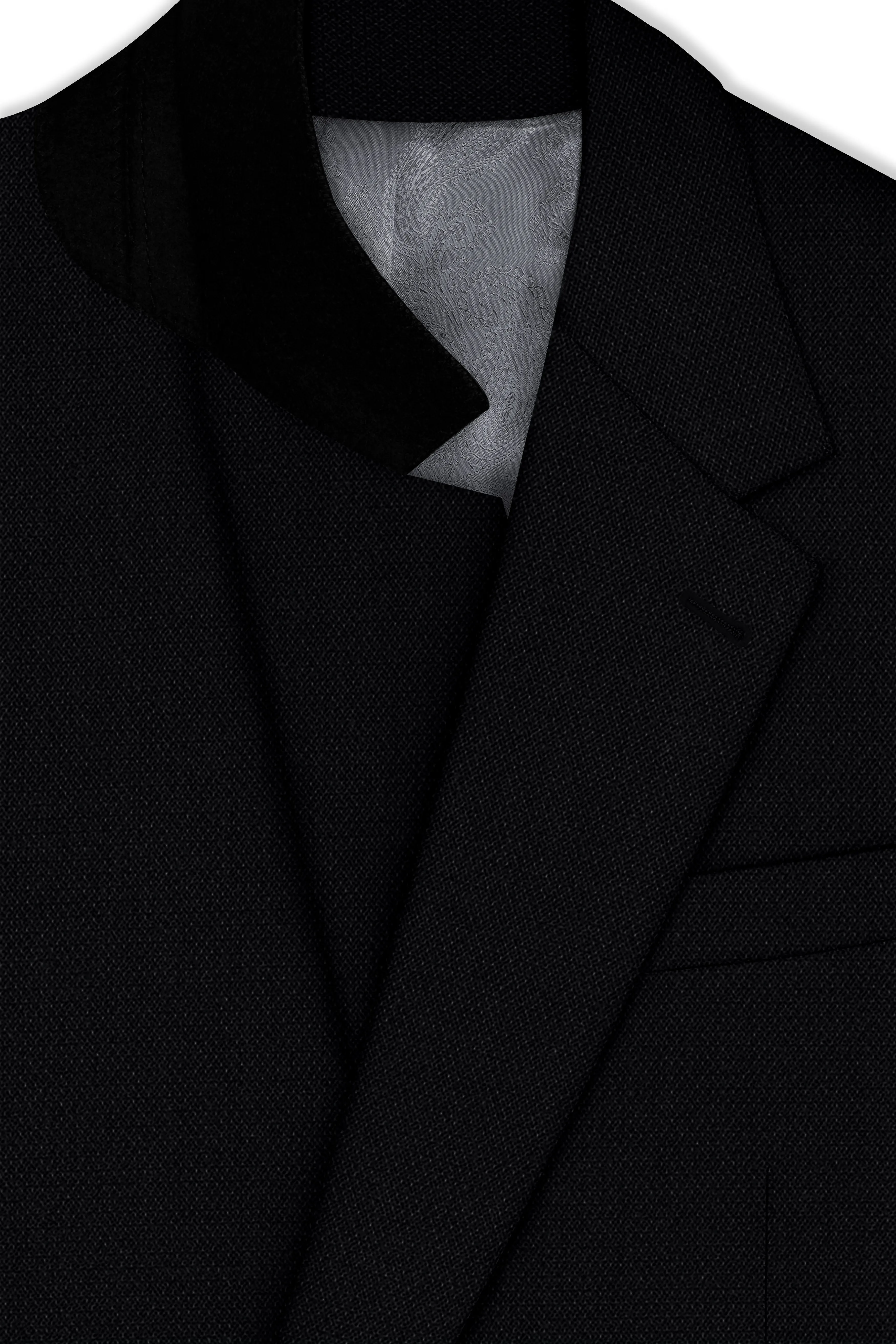 Regal-Jade Black Diamond Textured Wool Rich Slight Stretch Single Breasted Blazer sold by French Crown product image thumbnail 4