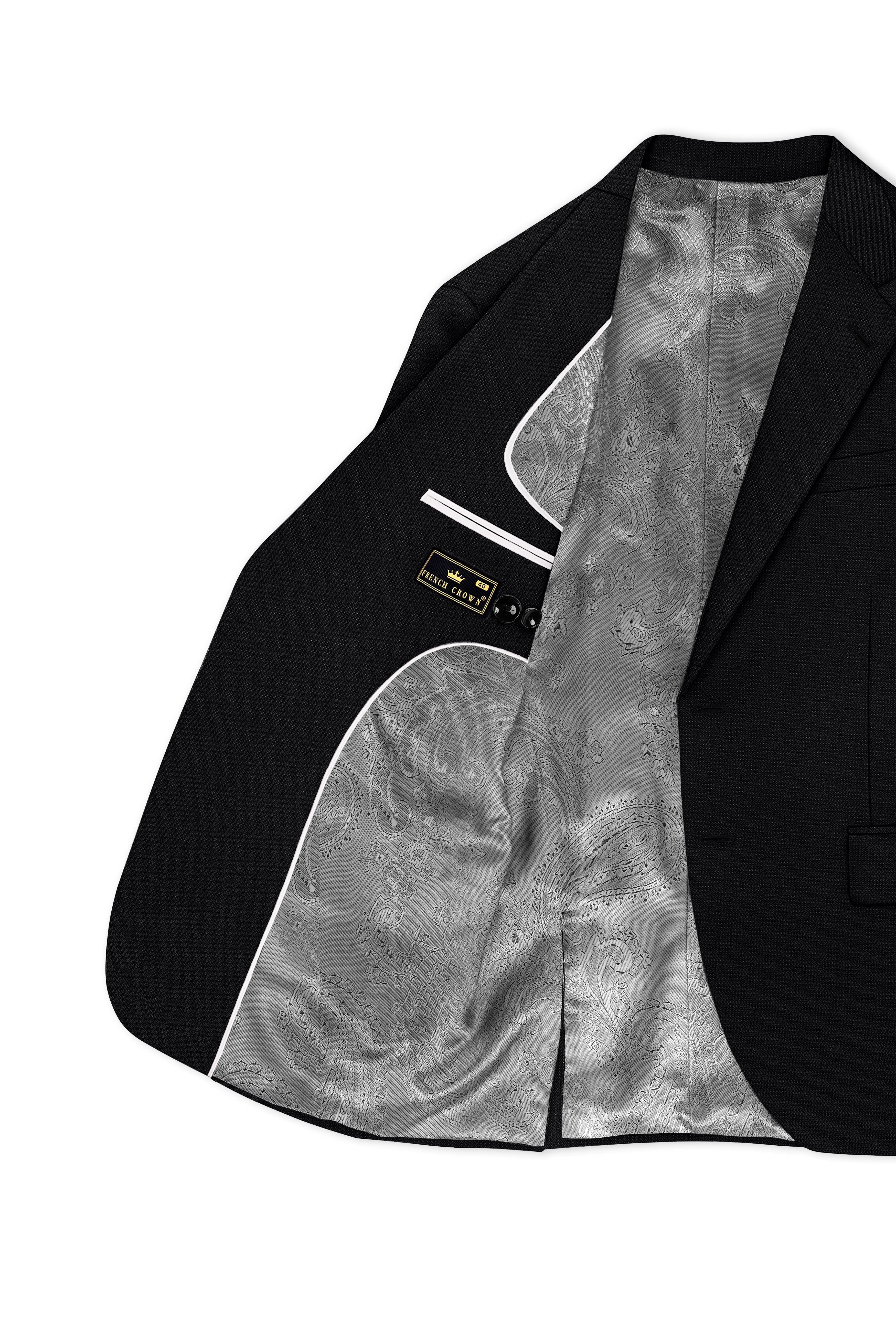 Regal-Jade Black Diamond Textured Wool Rich Slight Stretch Single Breasted Blazer sold by French Crown product image thumbnail 5