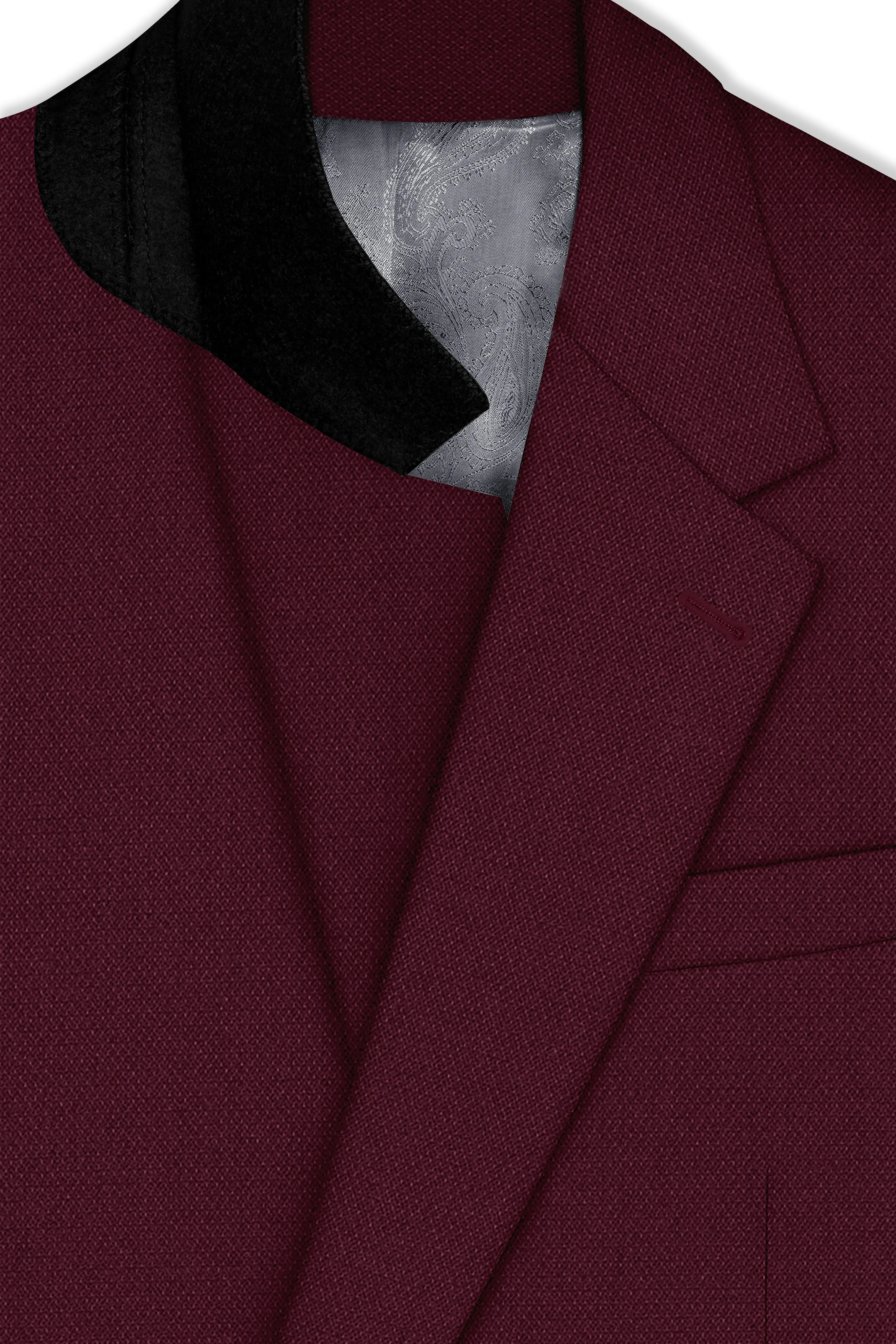 Imperial-Crater Maroon Diamond Textured Wool Rich Slight Stretch Single Breasted Blazer sold by French Crown product image thumbnail 4