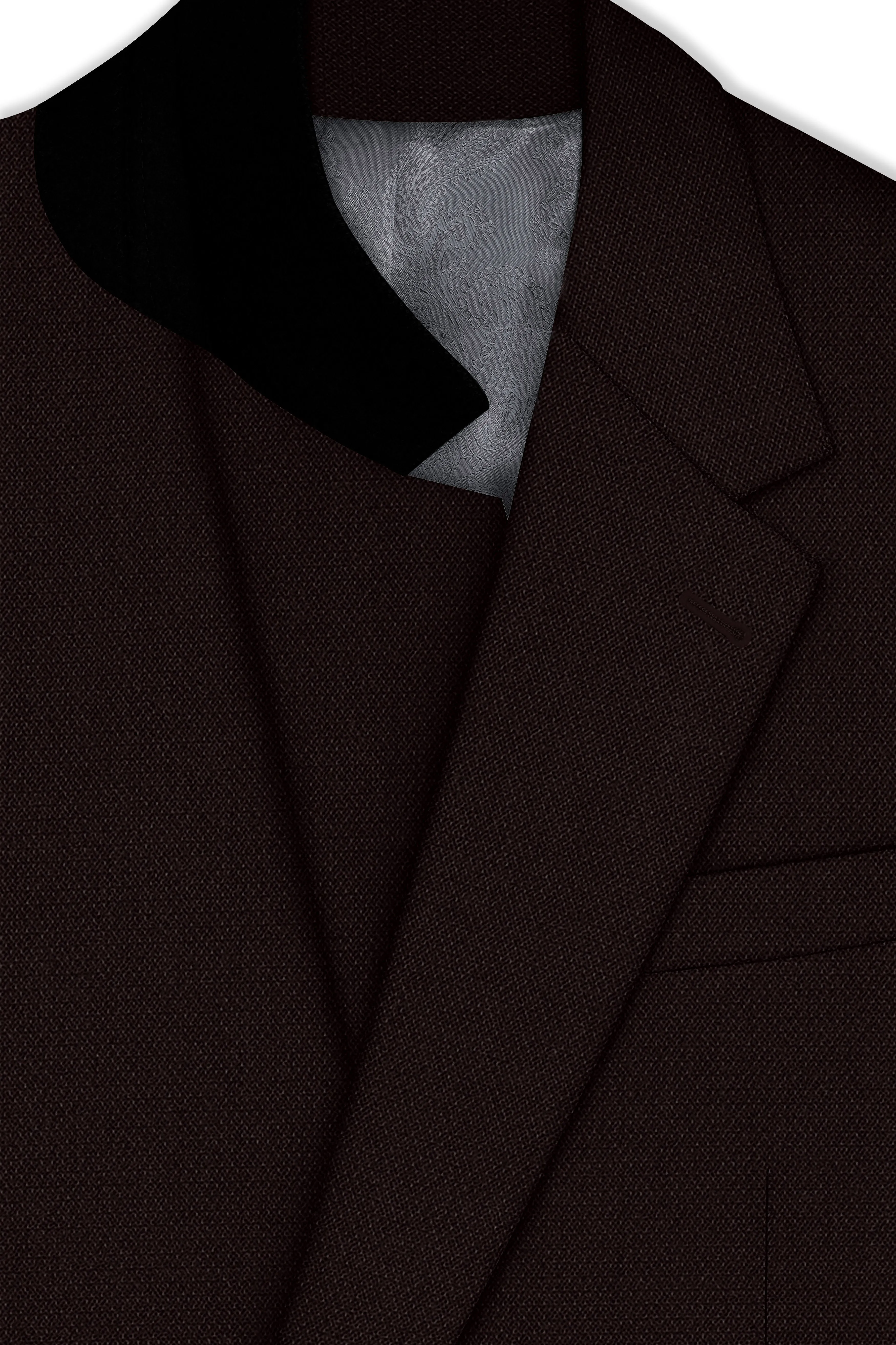 Hampton-Gondola Brown Diamond Textured Wool Rich Slight Stretch Single Breasted Blazer sold by French Crown product image thumbnail 4