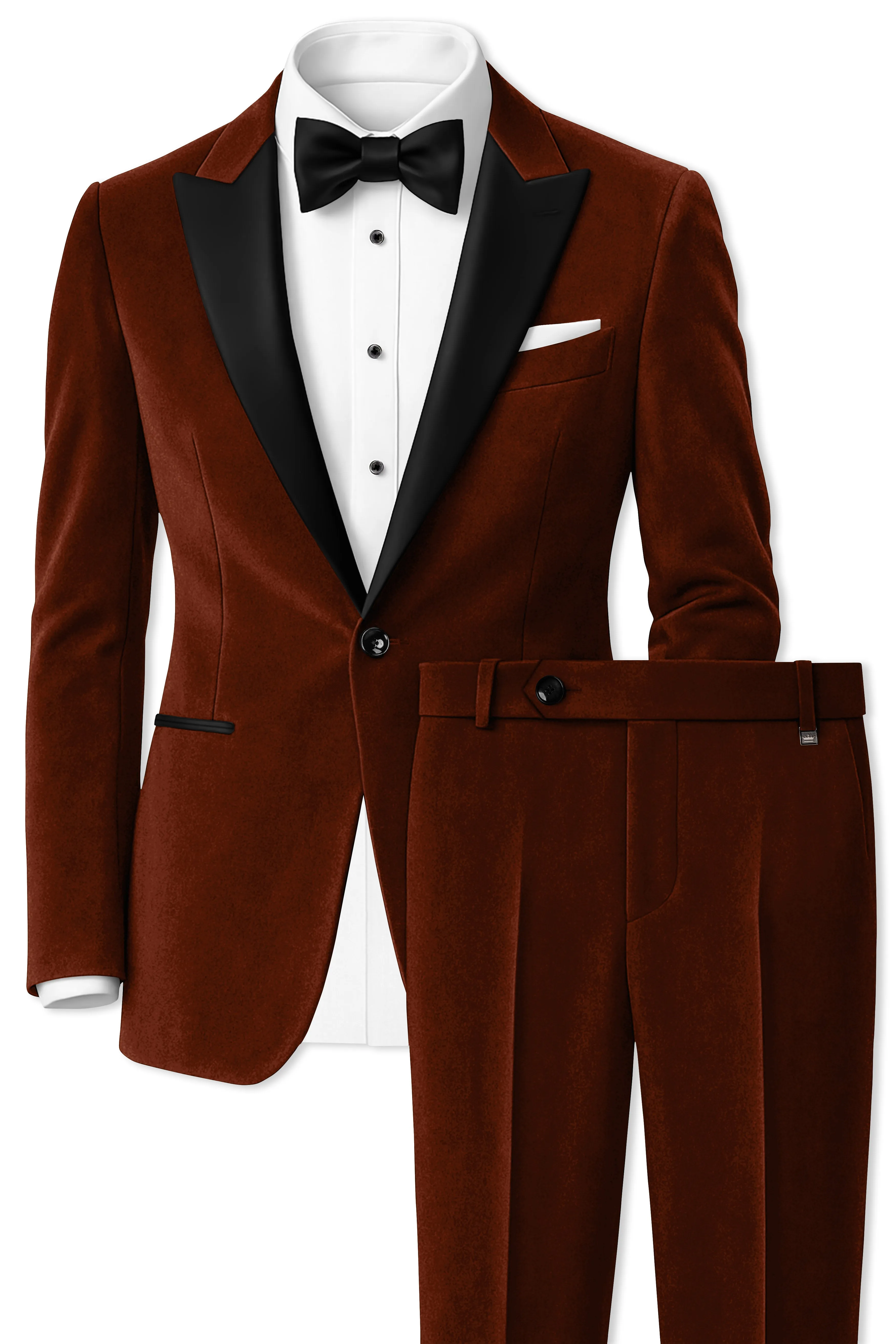 Eldor-Van Cleef Brown Velvet Peak Lapel Tuxedo Suit sold by French Crown product image thumbnail 2