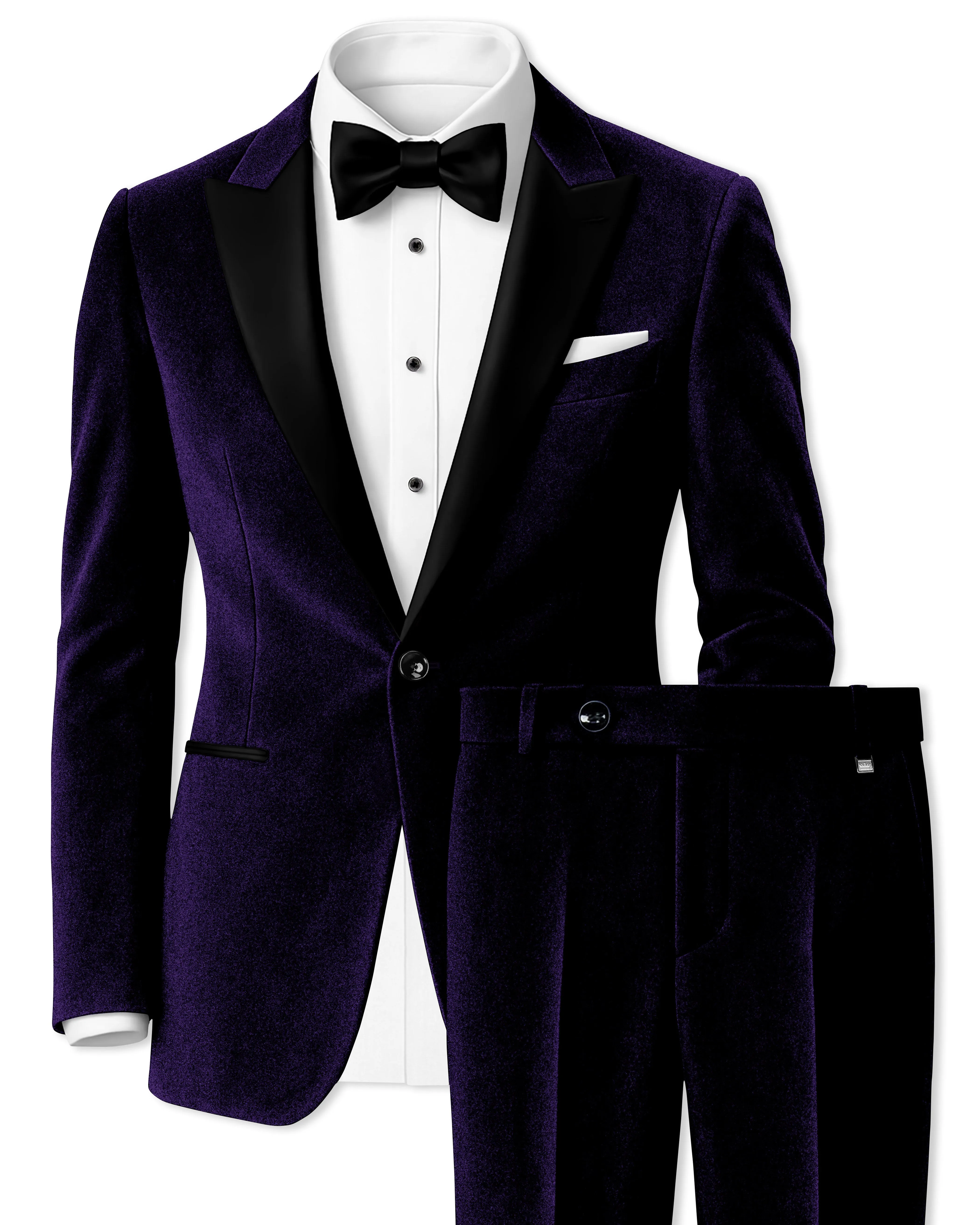 Virelle-Russian Purple Velvet Peak Lapel Tuxedo Suit sold by French Crown