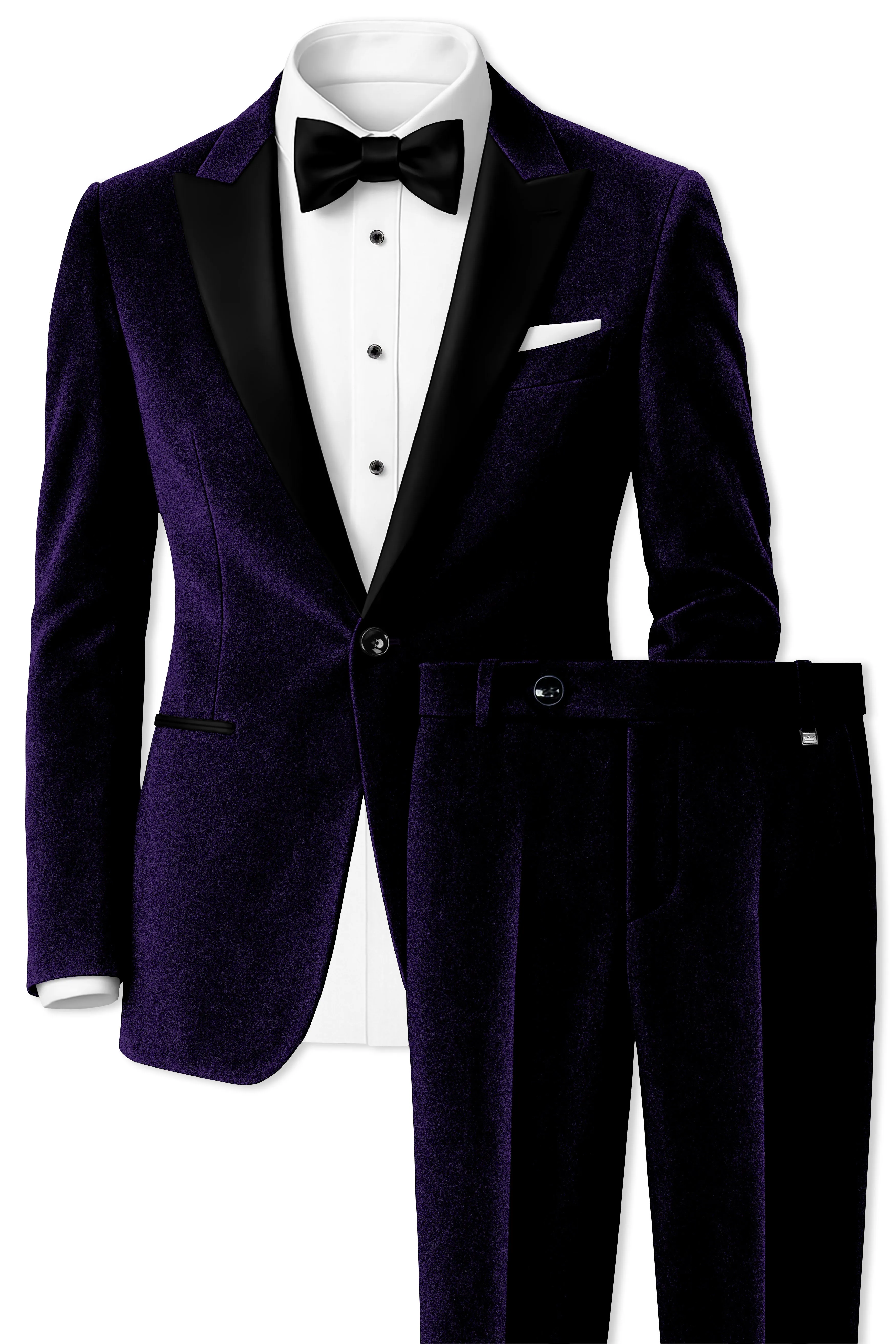Virelle-Russian Purple Velvet Peak Lapel Tuxedo Suit sold by French Crown product image thumbnail 2