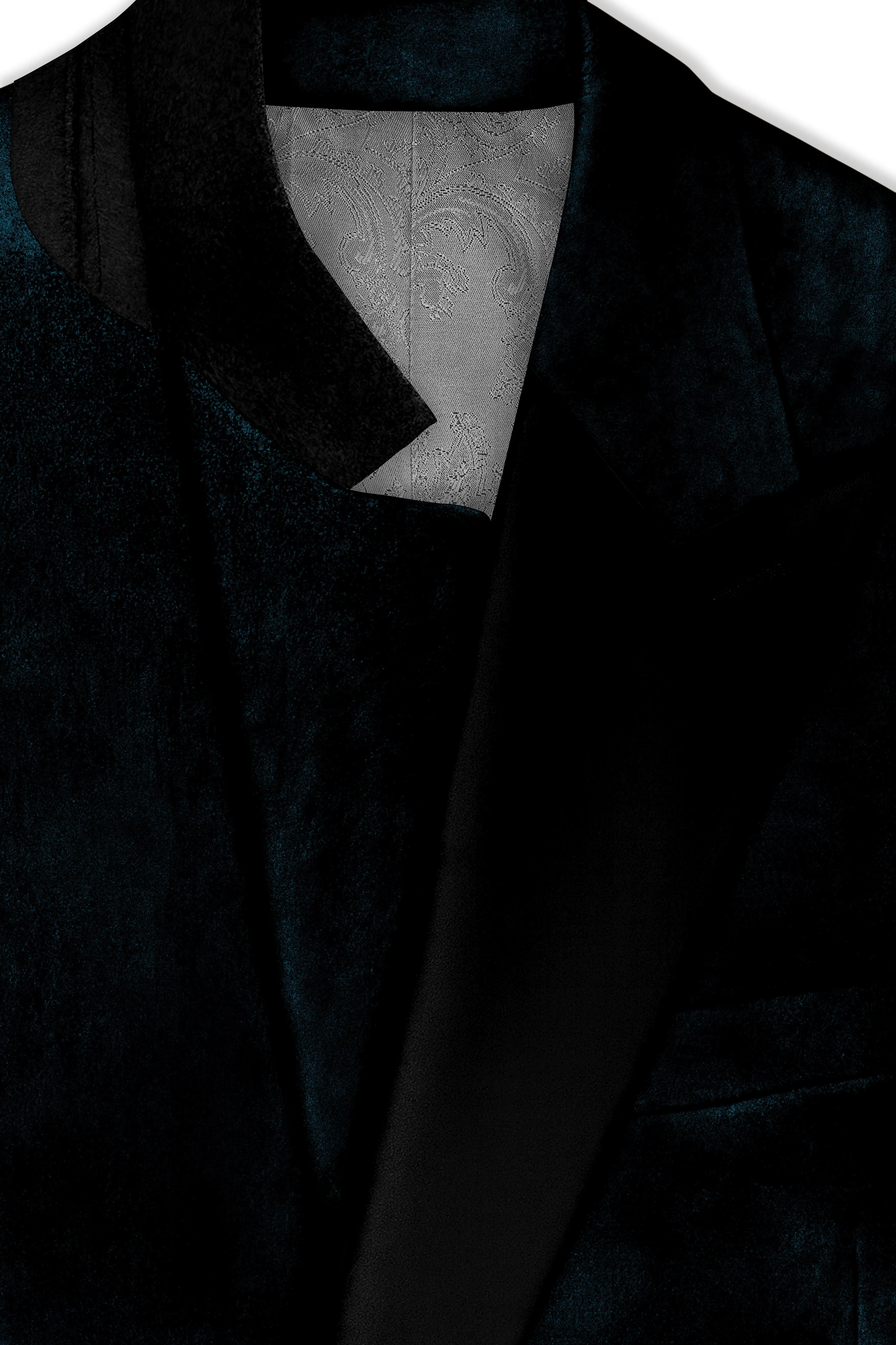 Rogue-Jaguar Blue Velvet Peak Lapel Tuxedo Suit sold by French Crown product image thumbnail 5