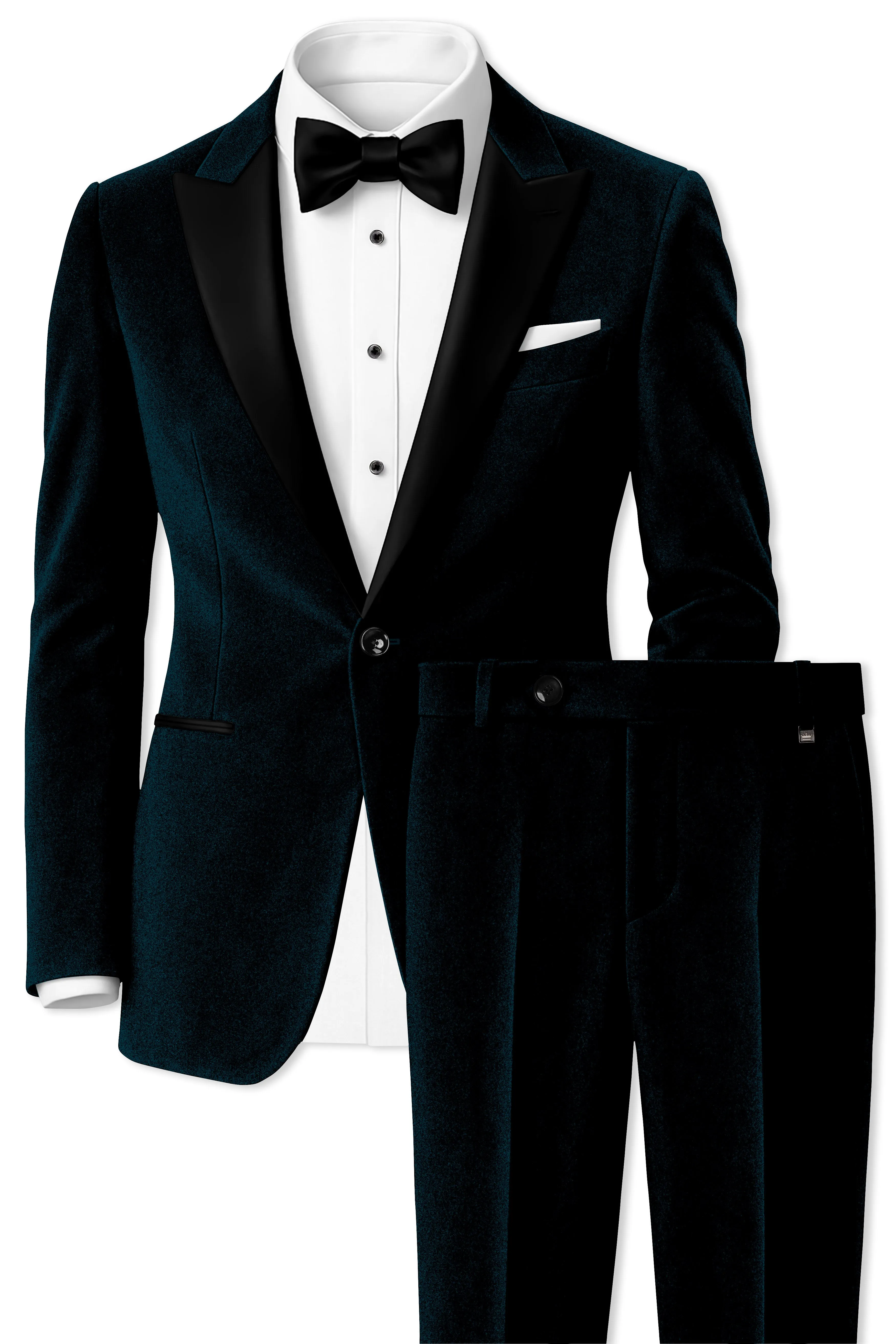 Rogue-Jaguar Blue Velvet Peak Lapel Tuxedo Suit sold by French Crown product image thumbnail 2