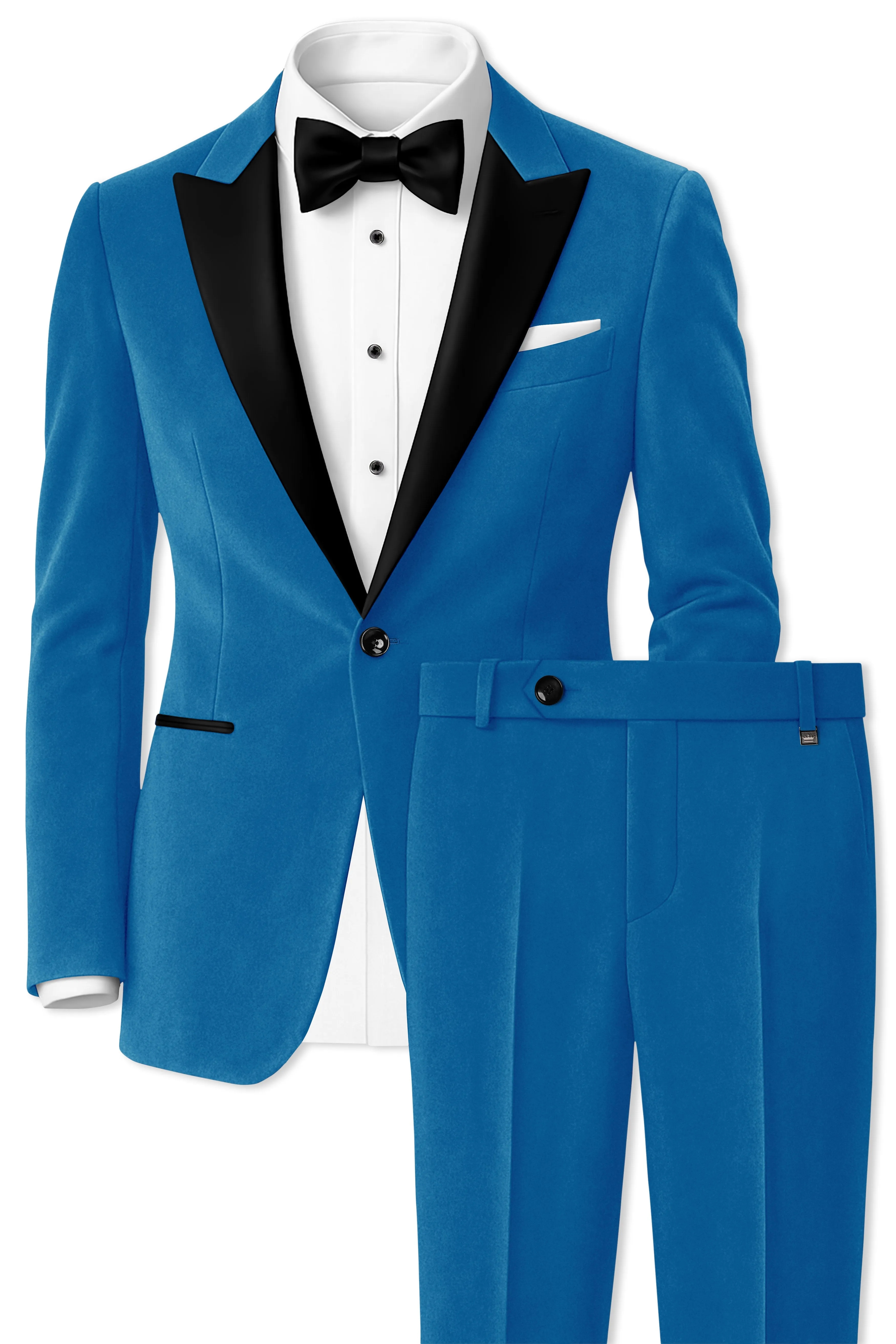 Orvian-Venice Blue Velvet Peak Lapel Tuxedo Suit sold by French Crown product image thumbnail 2