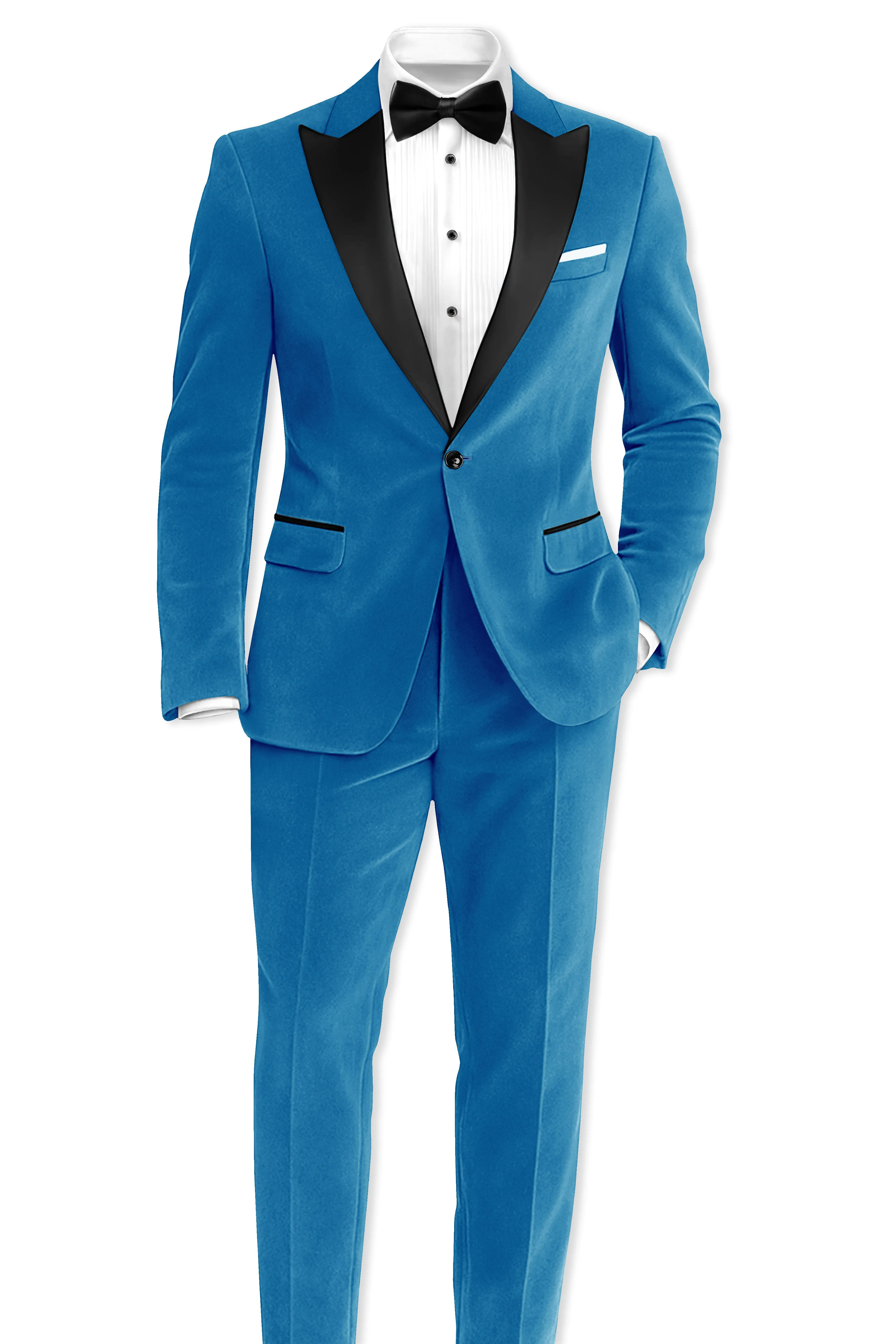 Orvian-Venice Blue Velvet Peak Lapel Tuxedo Suit sold by French Crown product image thumbnail 4