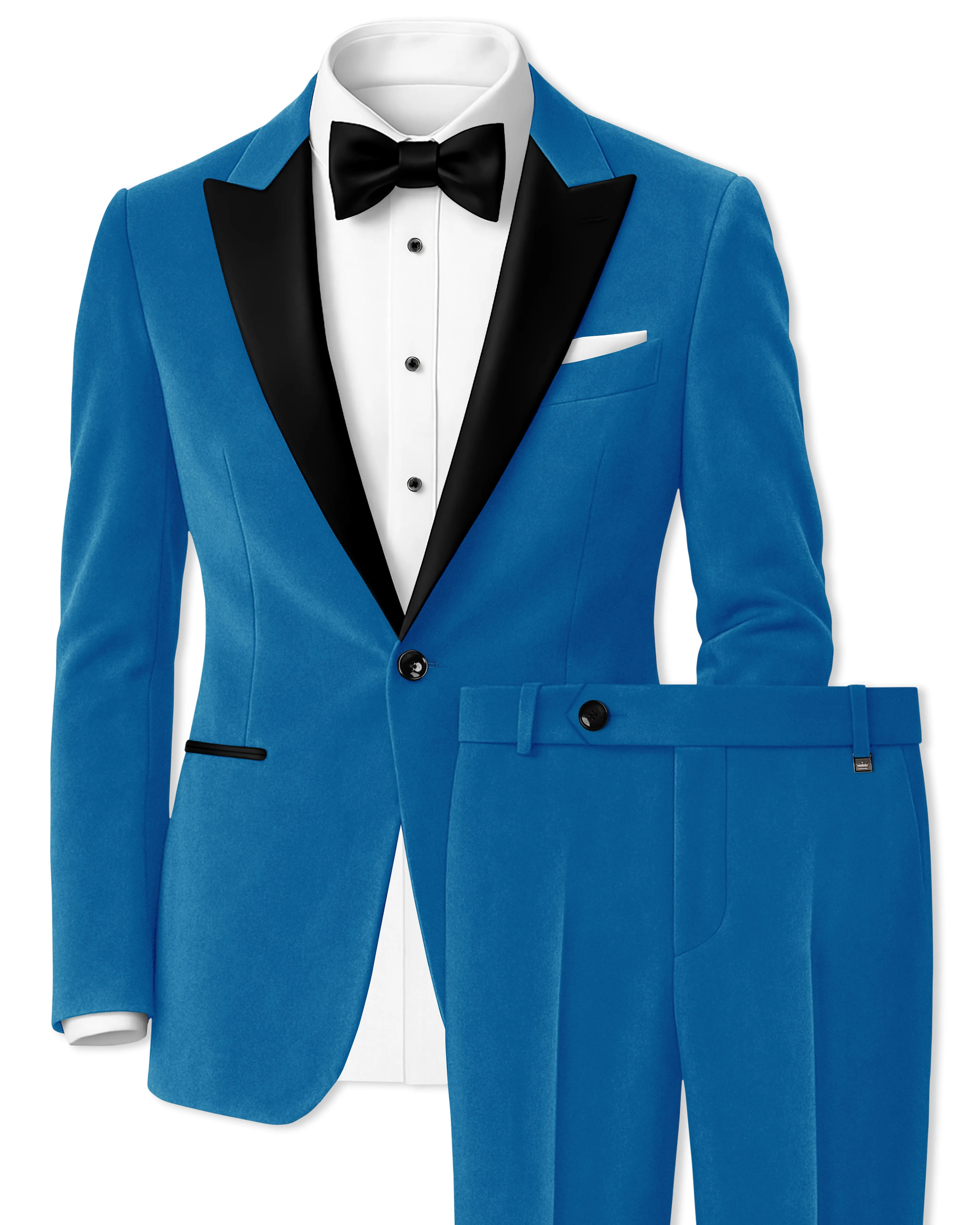 Orvian-Venice Blue Velvet Peak Lapel Tuxedo Suit sold by French Crown