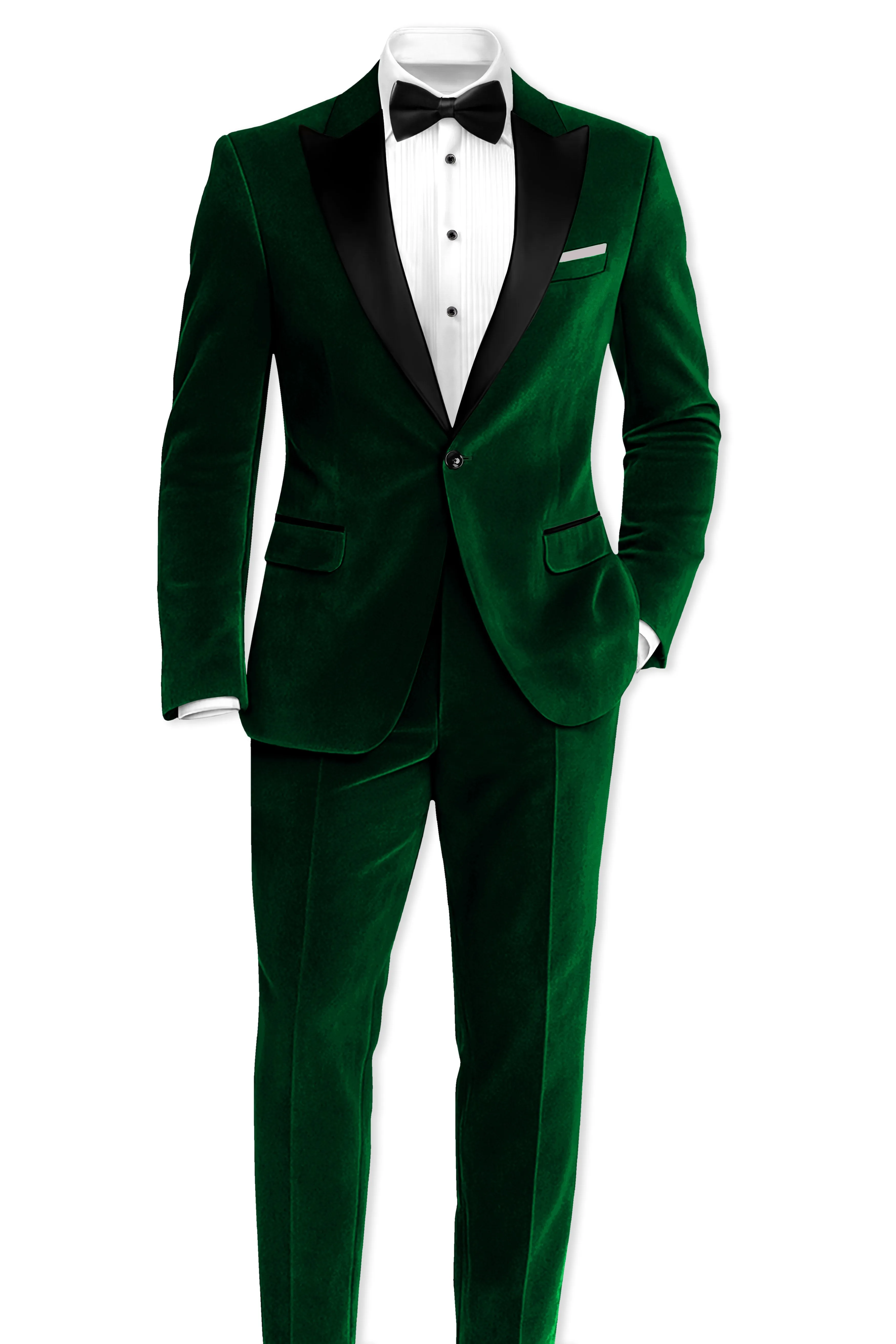 Aurel-Burnham Green Velvet Peak Lapel Tuxedo Suit sold by French Crown product image thumbnail 4