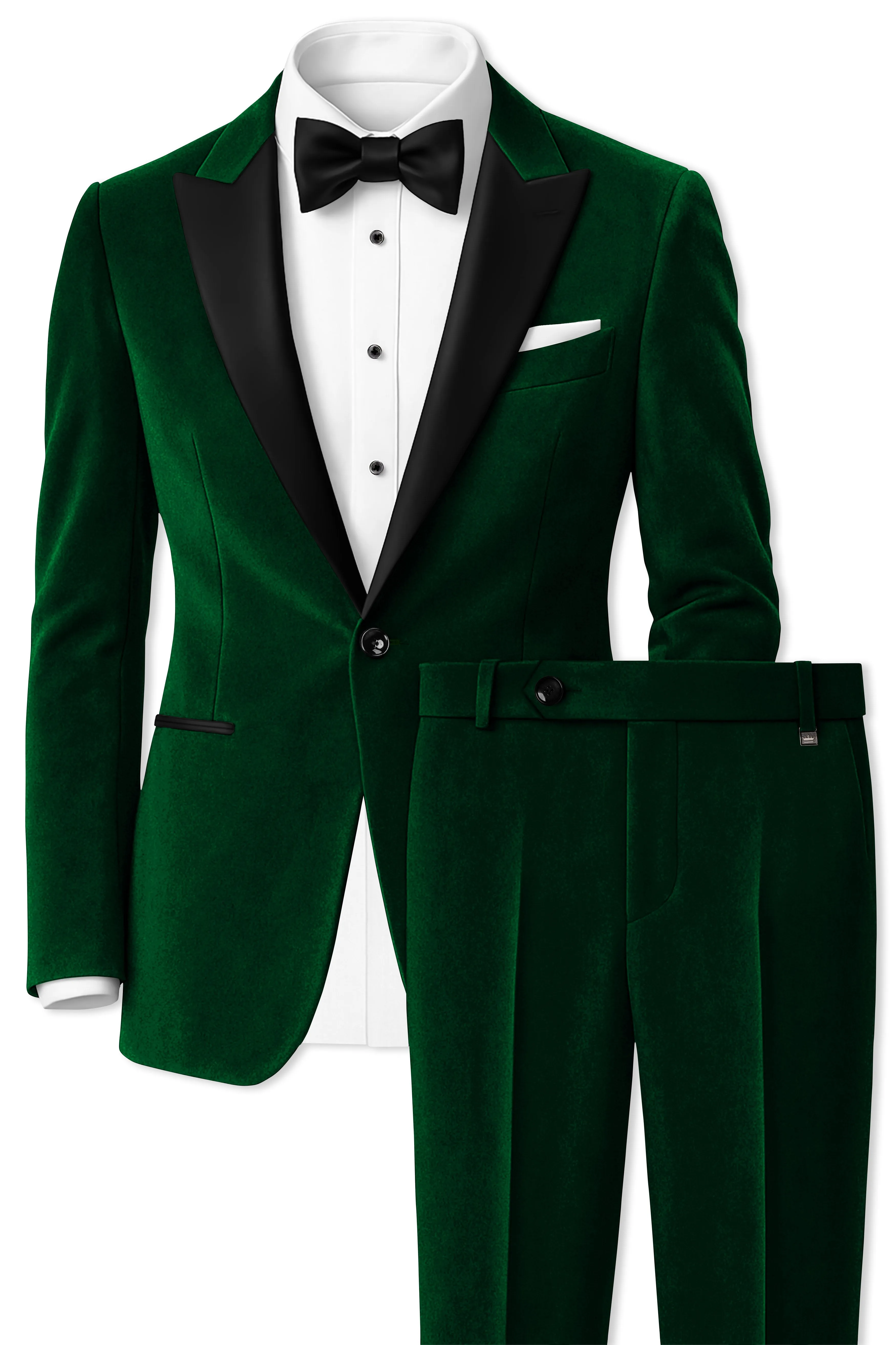 Aurel-Burnham Green Velvet Peak Lapel Tuxedo Suit sold by French Crown product image thumbnail 2