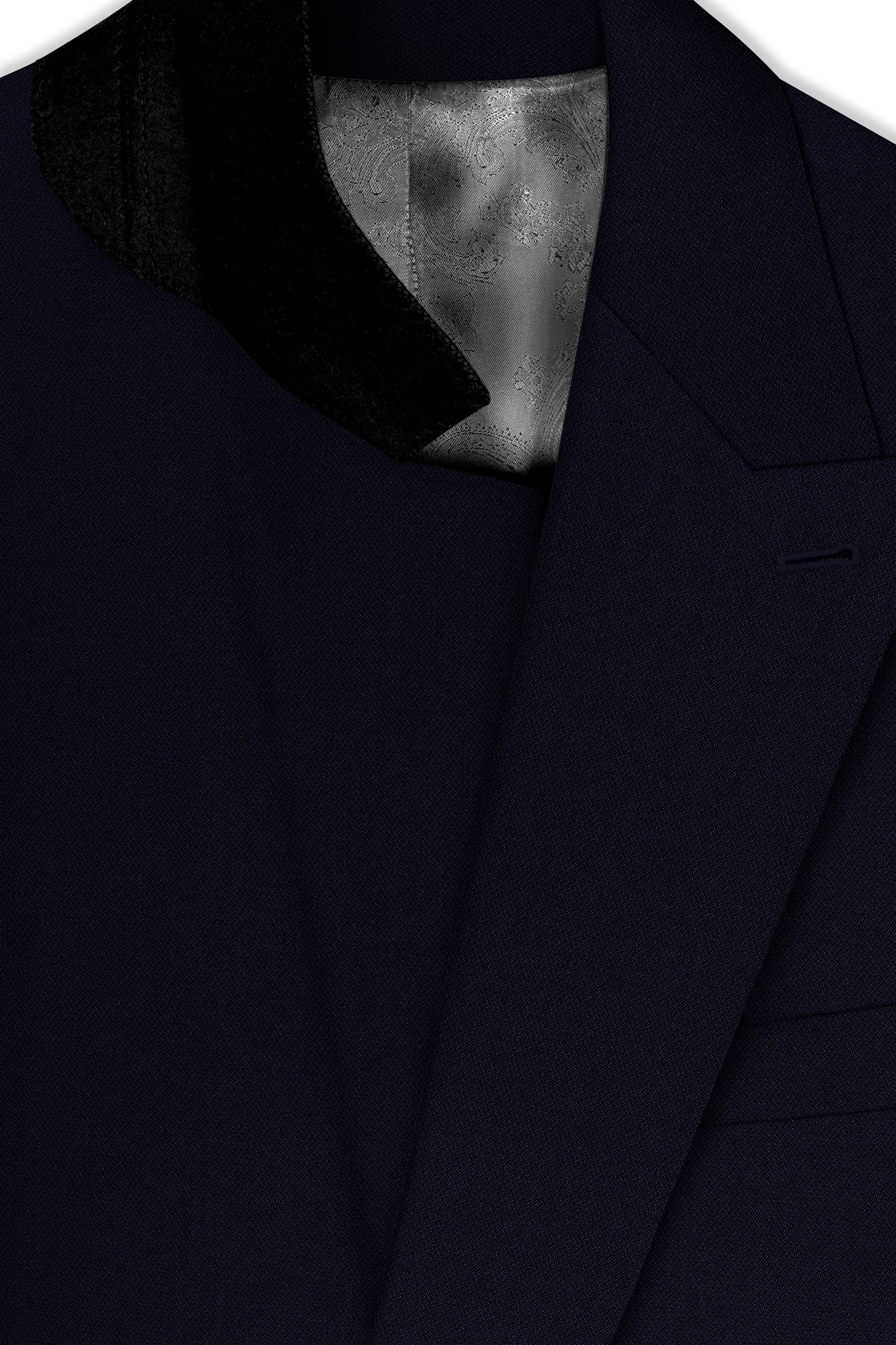 Monarch-Vulcan Blue Diamond Textured Wool Rich Slight Stretch Double Breasted Suit sold by French Crown product image thumbnail 5