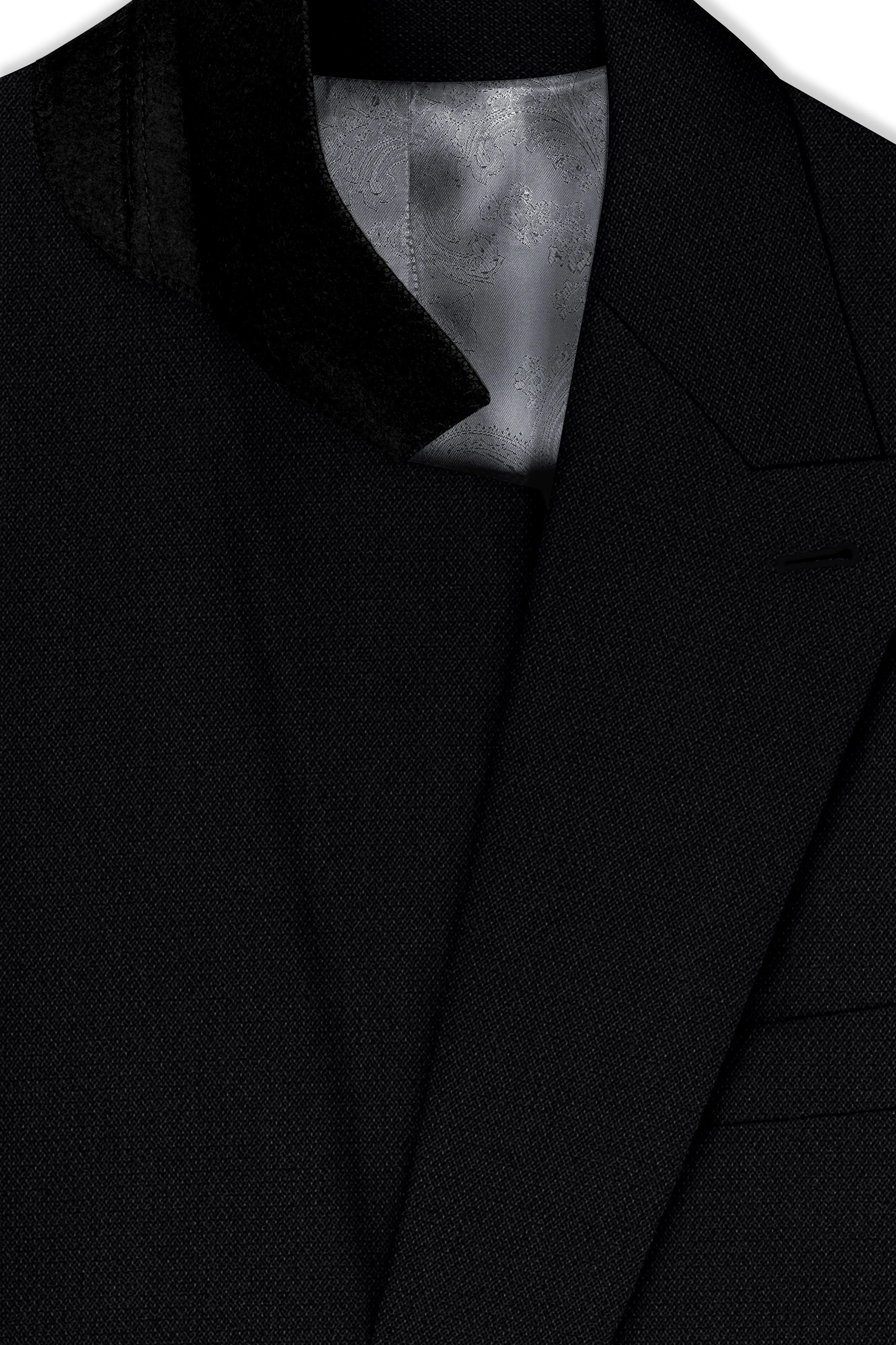 Regal-Jade Black Diamond Textured Wool Rich Slight Stretch Double Breasted Suit sold by French Crown product image thumbnail 5