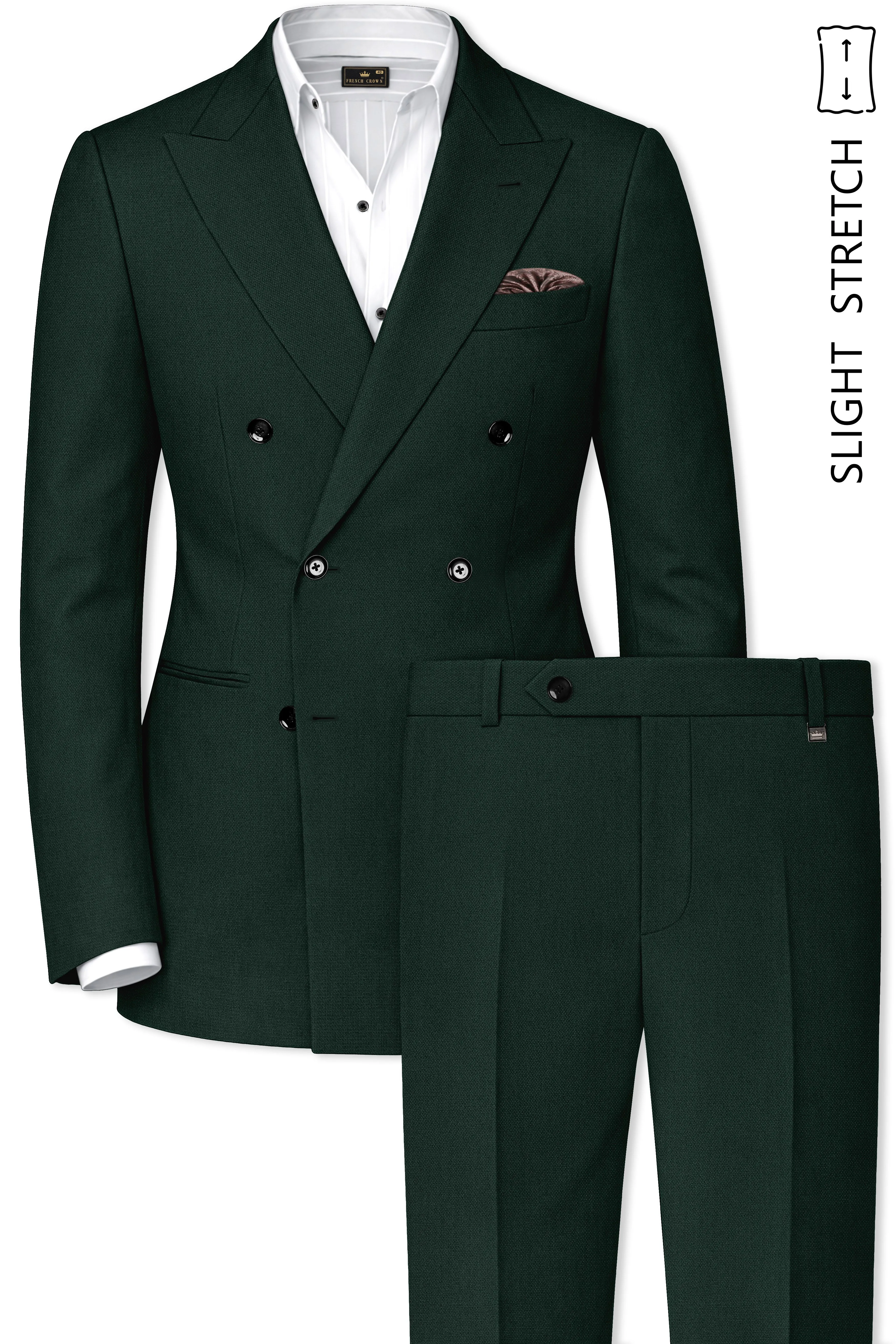 Noble-Phthalo Green Diamond Textured Wool Rich Slight Stretch Double Breasted Suit sold by French Crown product image thumbnail 2