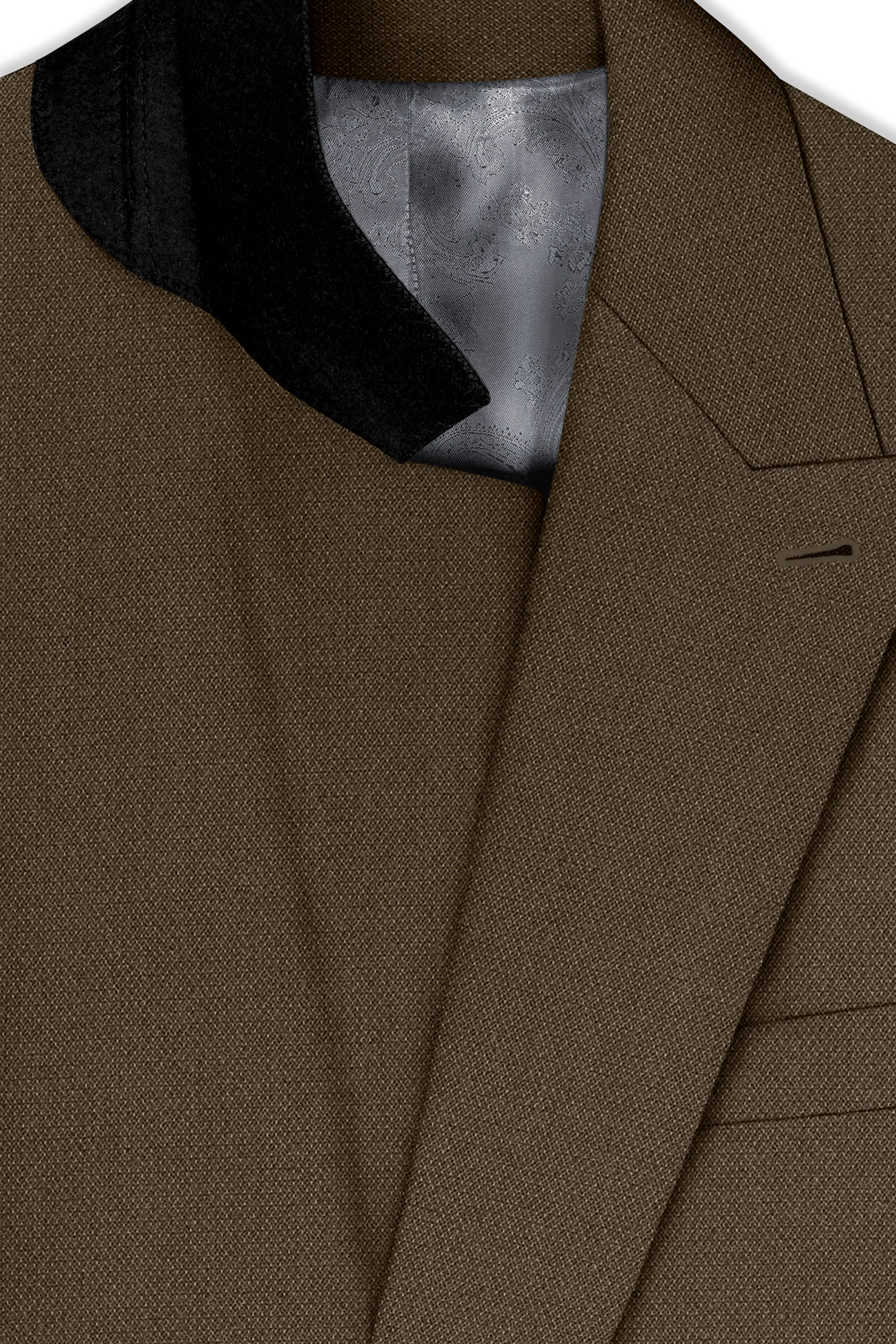 Vireo-Taupe Brown Diamond Textured Wool Rich Slight Stretch Double Breasted Suit sold by French Crown product image thumbnail 5