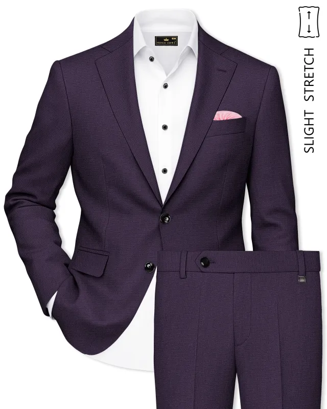 Opulent-Bastille Purple Diamond Textured Wool Rich Slight Stretch Single Breasted Suit made by French Crown