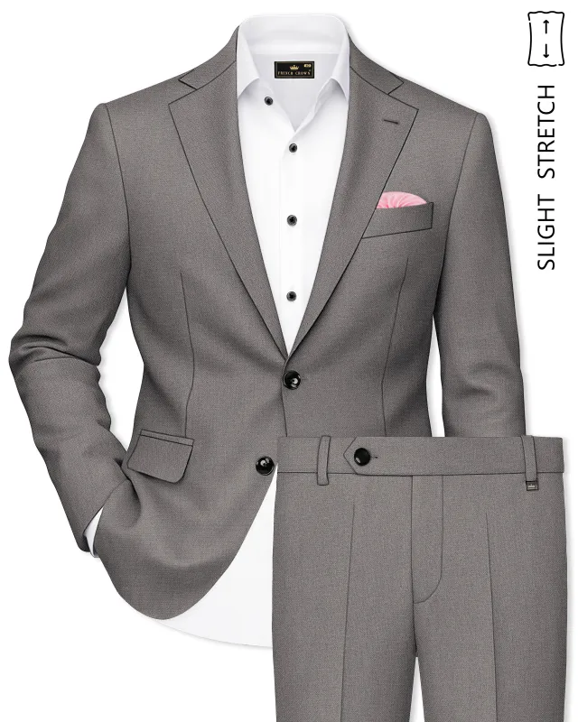 Sterling-Ironside Gray Diamond Textured Wool Rich Slight Stretch Single Breasted Suit made by French Crown