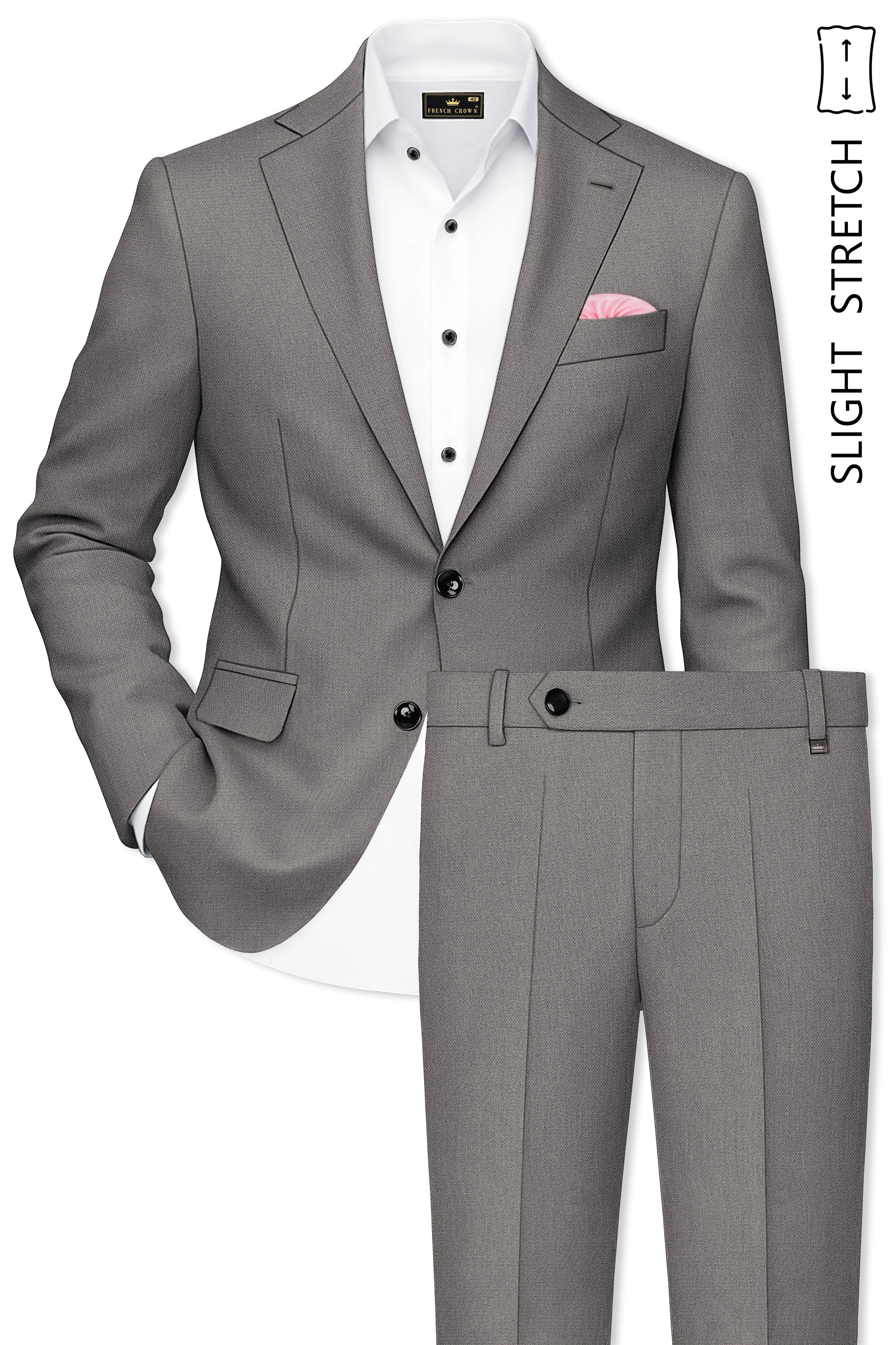 Sterling-Ironside Gray Diamond Textured Wool Rich Slight Stretch Single Breasted Suit sold by French Crown product image thumbnail 2