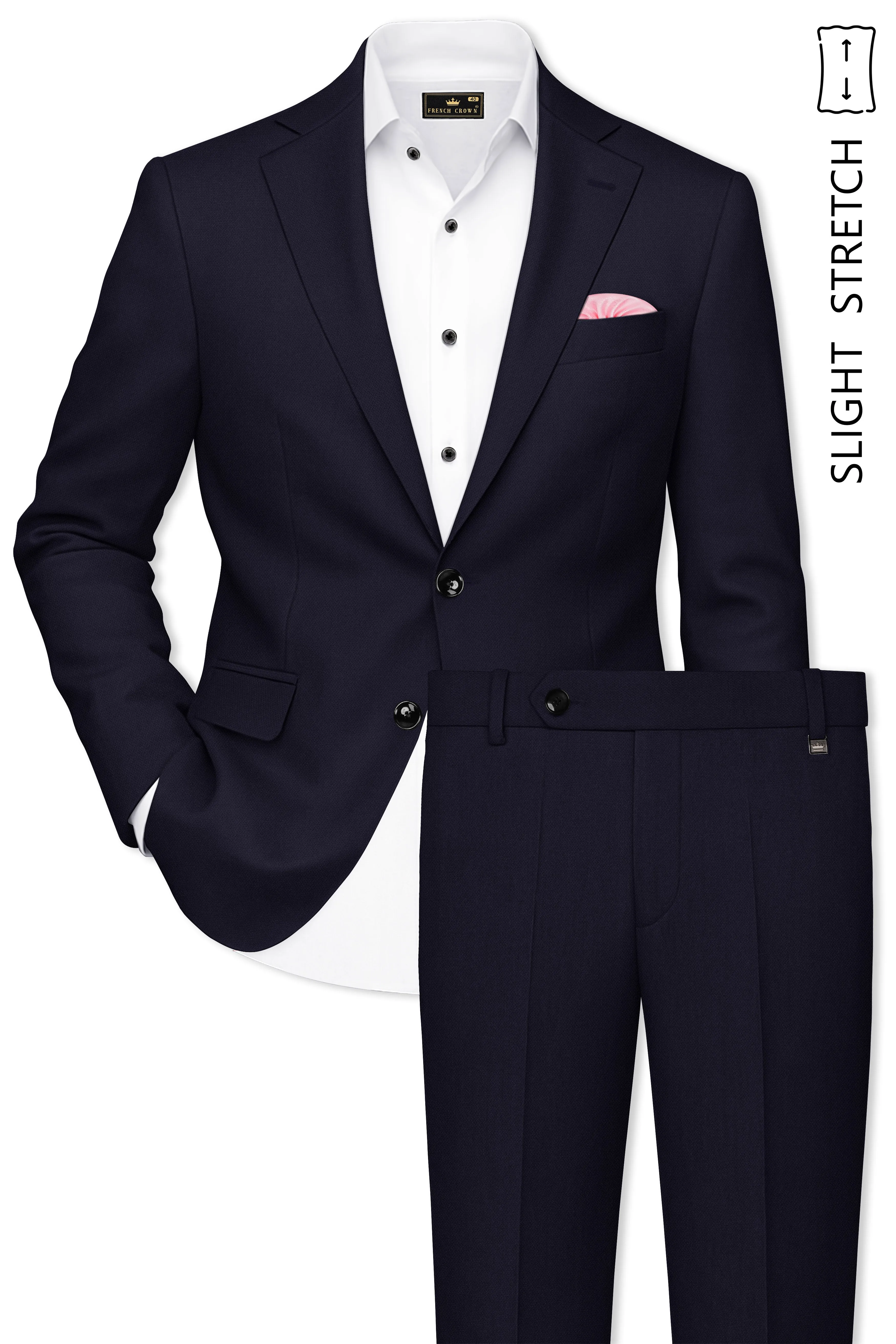Monarch-Vulcan Blue Diamond Textured Wool Rich Slight Stretch Single Breasted Suit sold by French Crown product image thumbnail 2